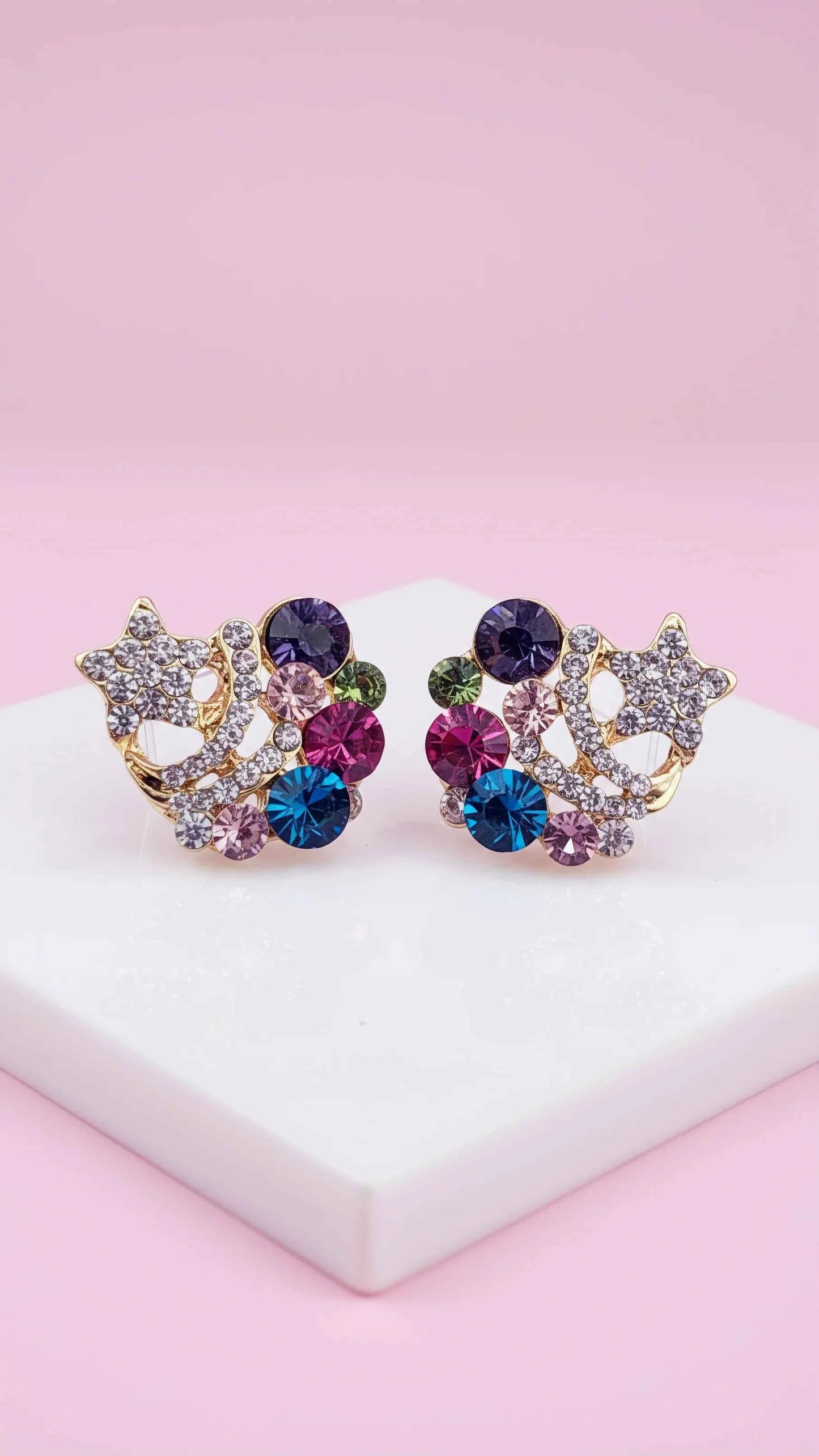 Star Cluster Crystal Stud Earrings