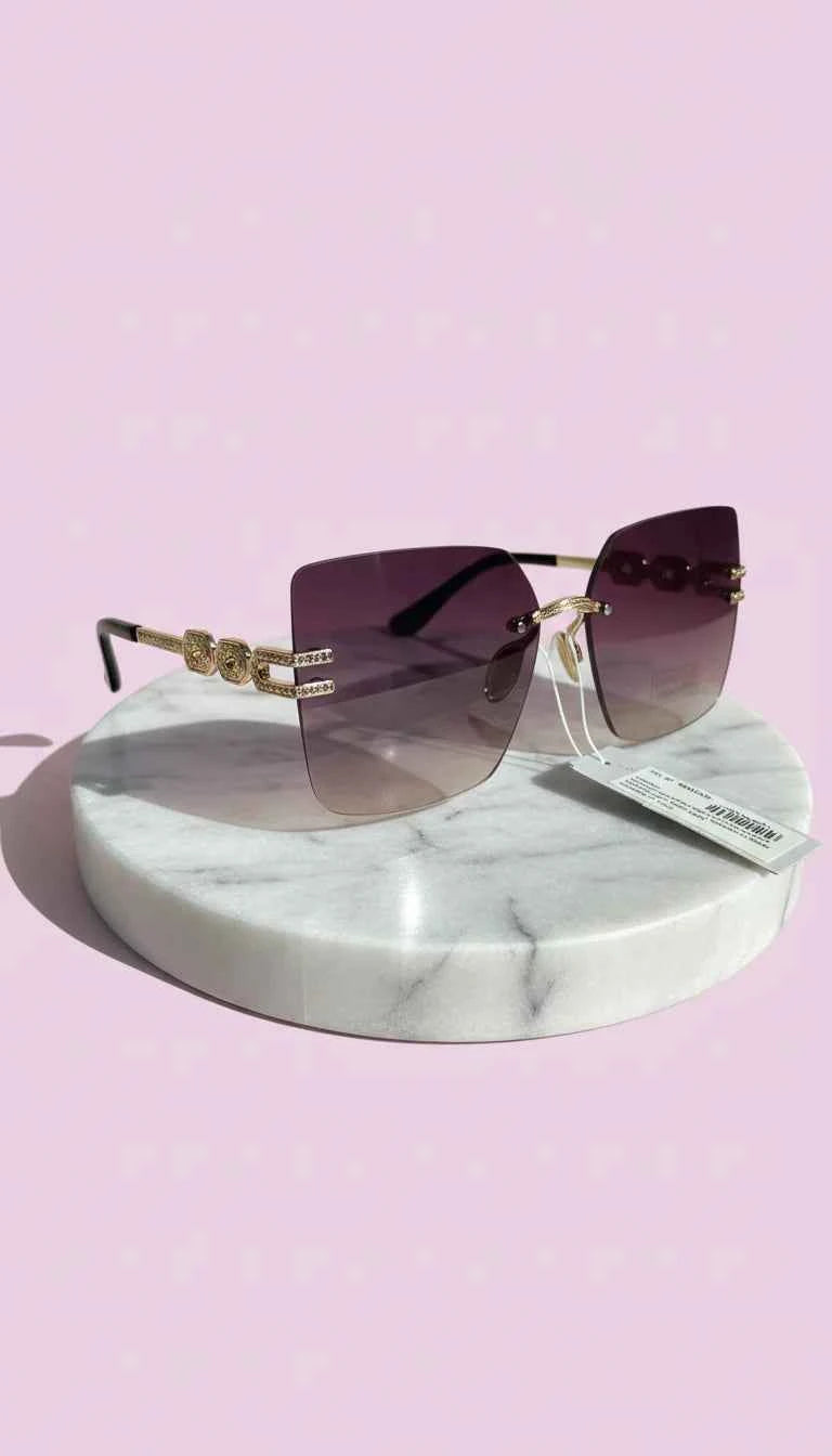 Rimless Gradient Gold Accent Sunglasses Box of 12