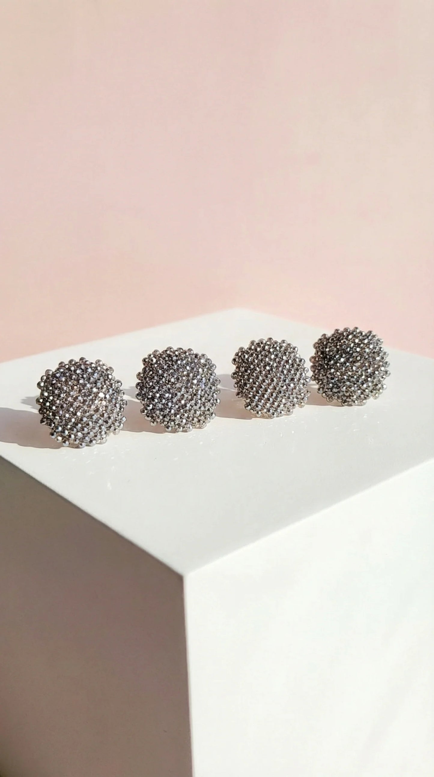 Rounded Crystal Non Pierced Clip On Earrings