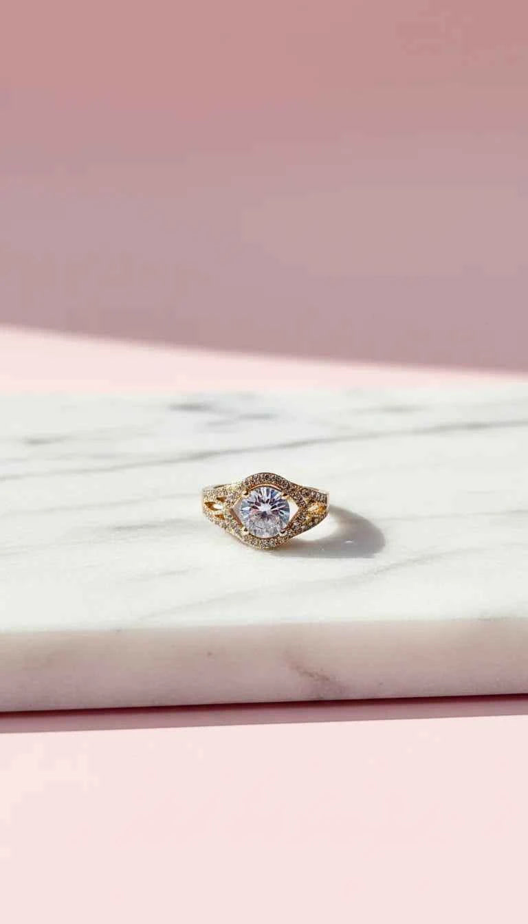 Crystal Gold Ring Box set of 12