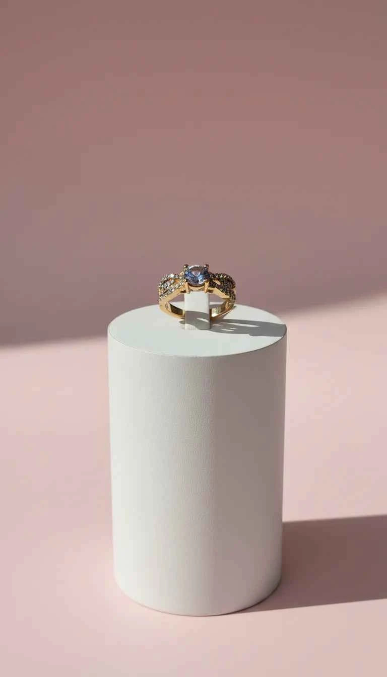 Wavey Band Solitaire Crystal Ring Gold Box set of 12