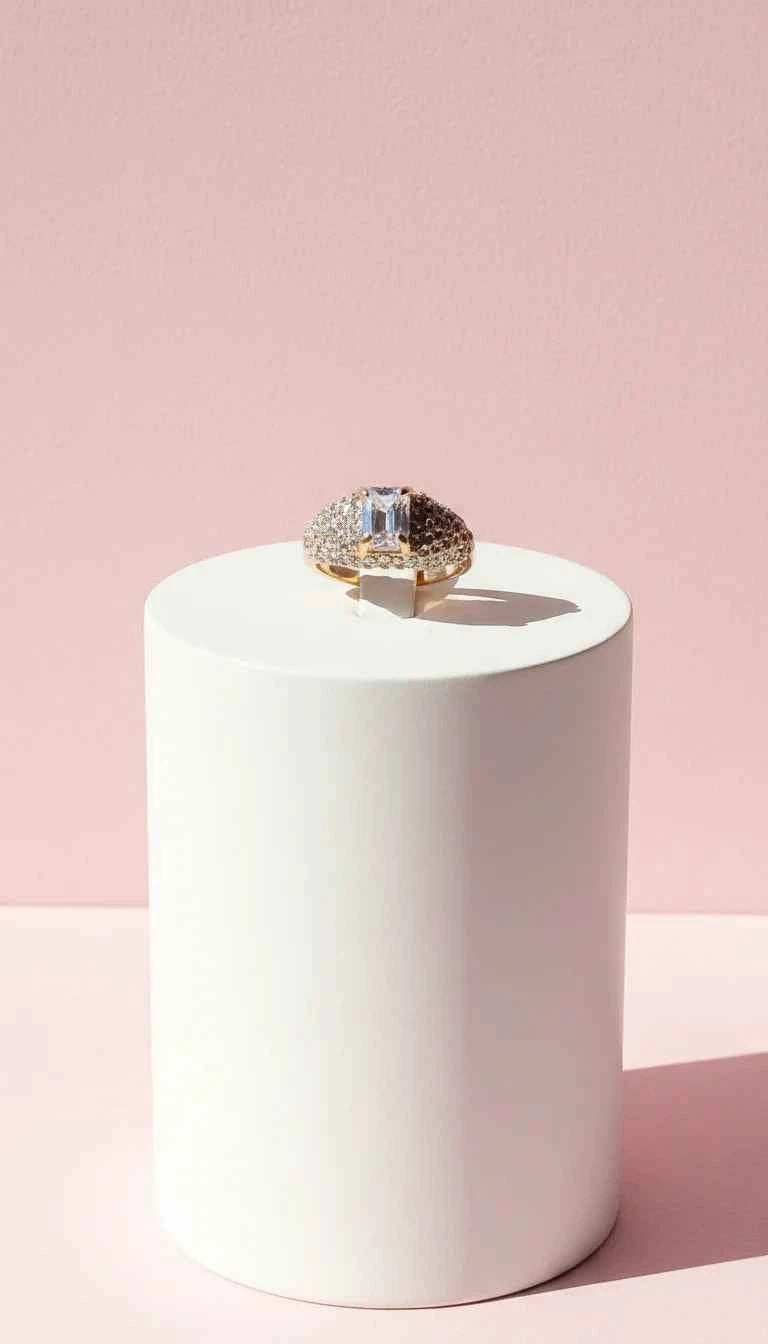 Oblong Cut Crystal Ring Silver Box set of 12