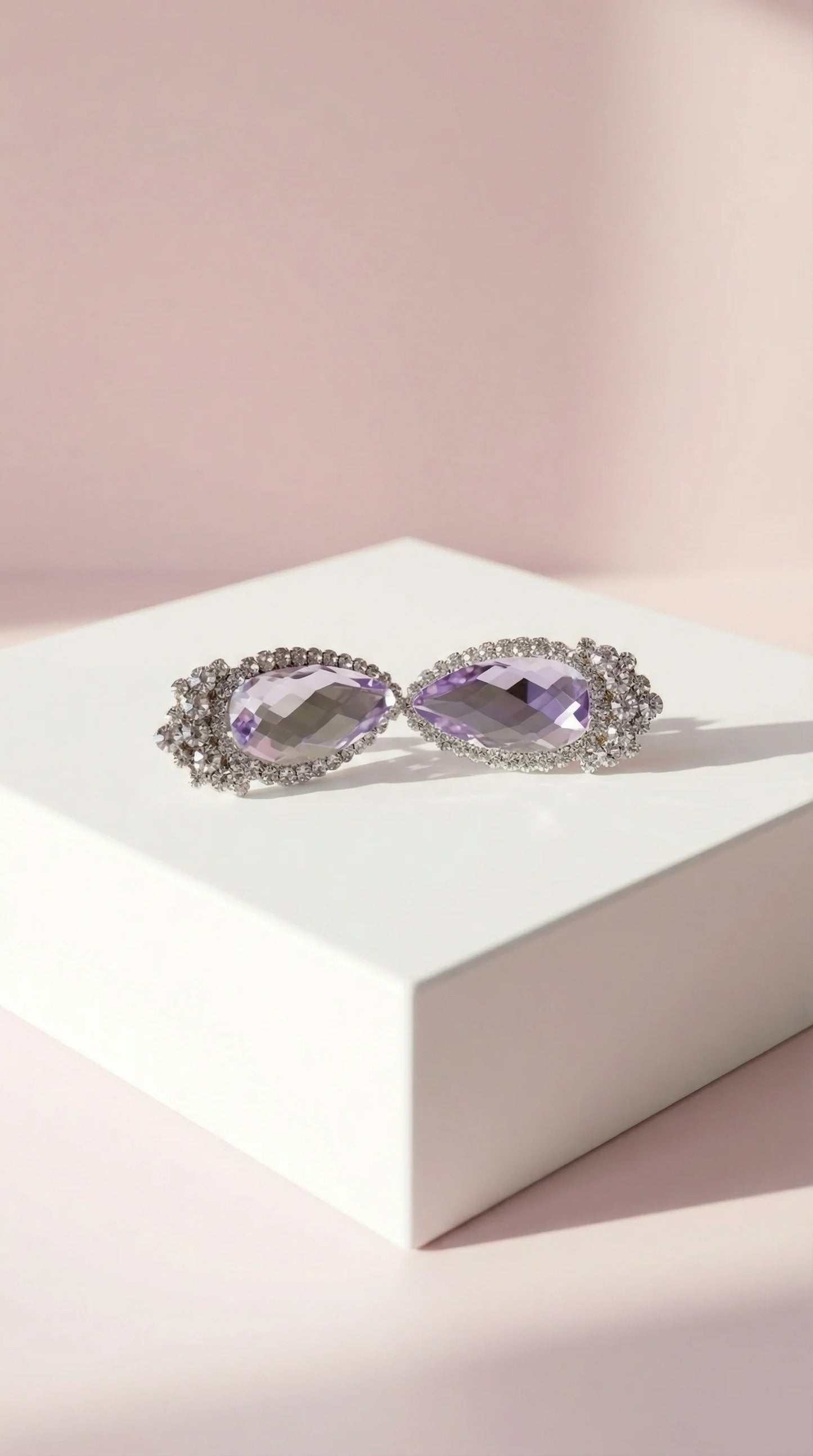 Mirrored Oval Crystal Non Pierced Clip On Earrings