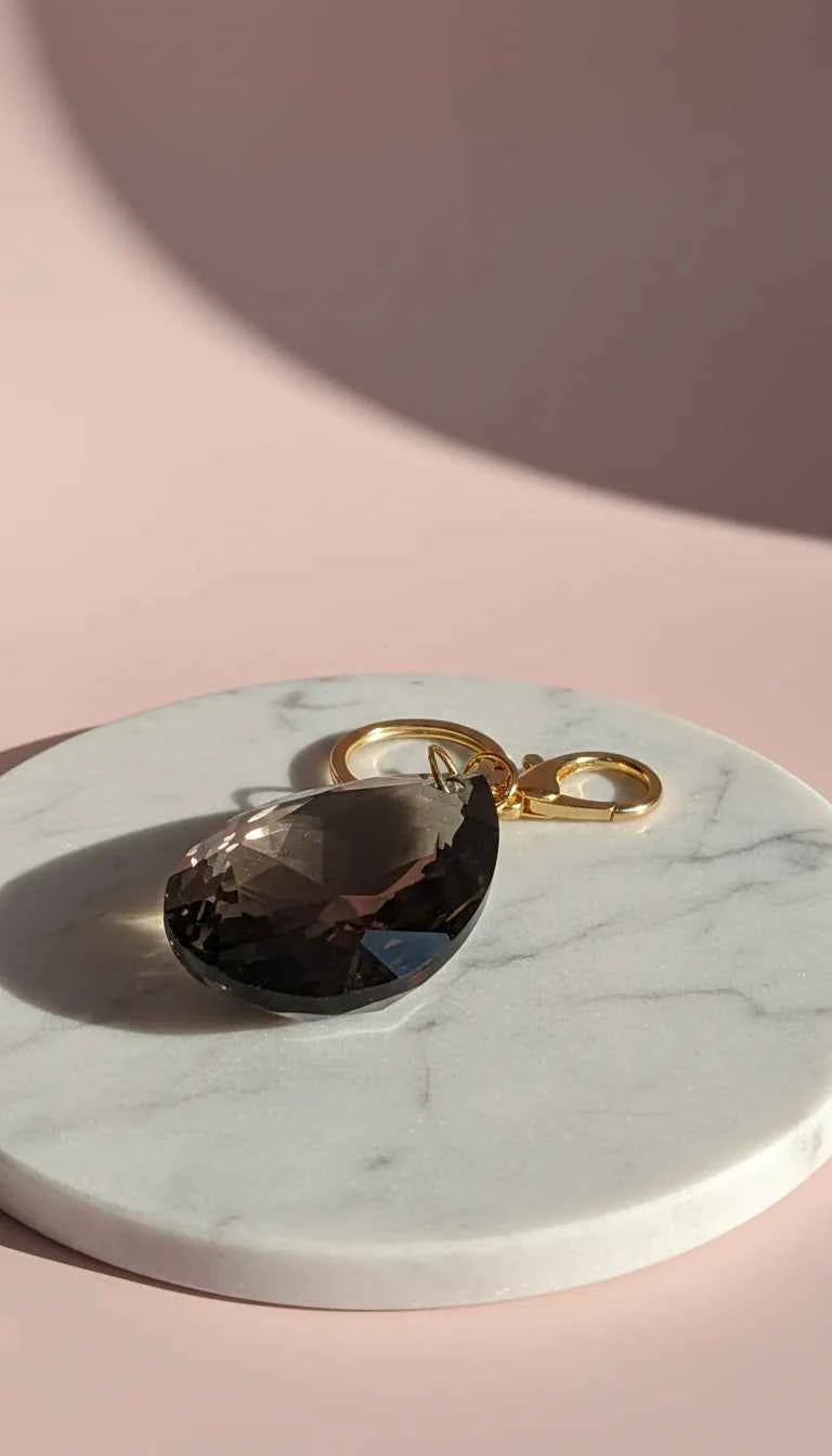 Faceted Crystal Teardrop Key Ring