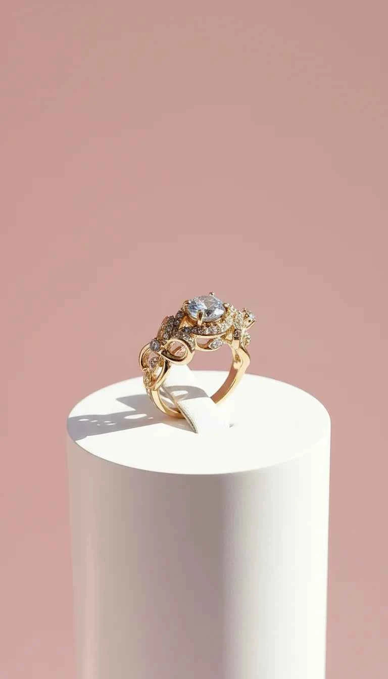 Gold Solitaire Crystal Ring Gold Box set of 12