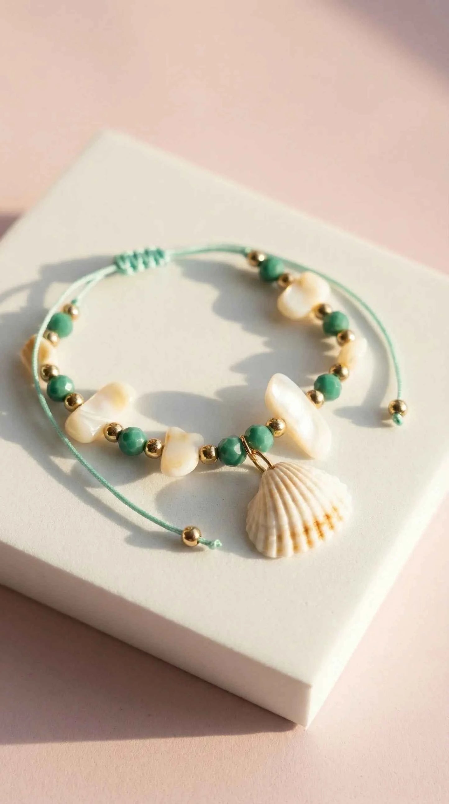 Beach Shell Beaded Pull Tie Anklet