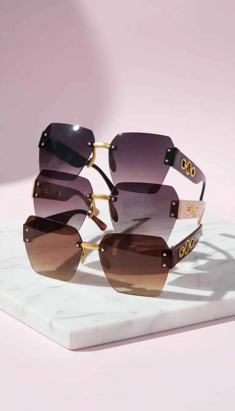 Gold V Acrylic Frame Sunglasses Box of 12