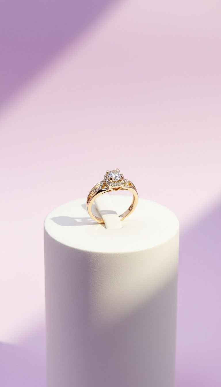 Wavey Crystal Ring Gold Box set of 12