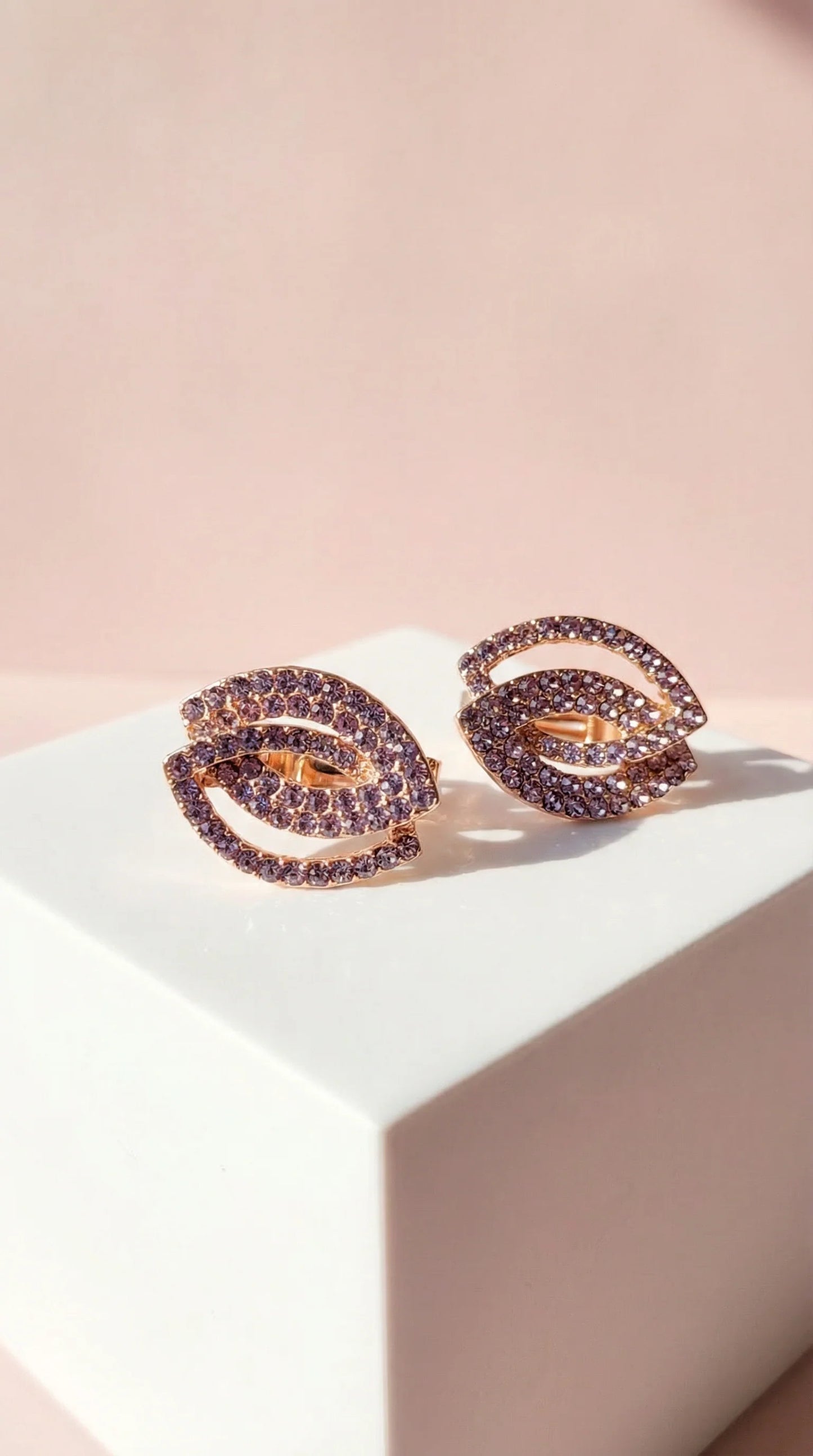 Layered Oval Crystal Non Pierced Clip On Earrings