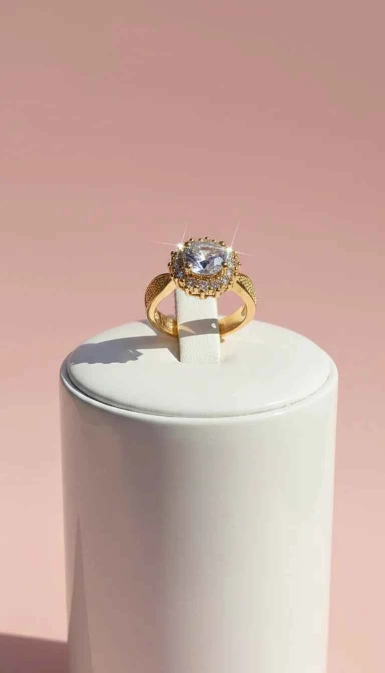 Cluster Crystal Ring Gold Box set of 12