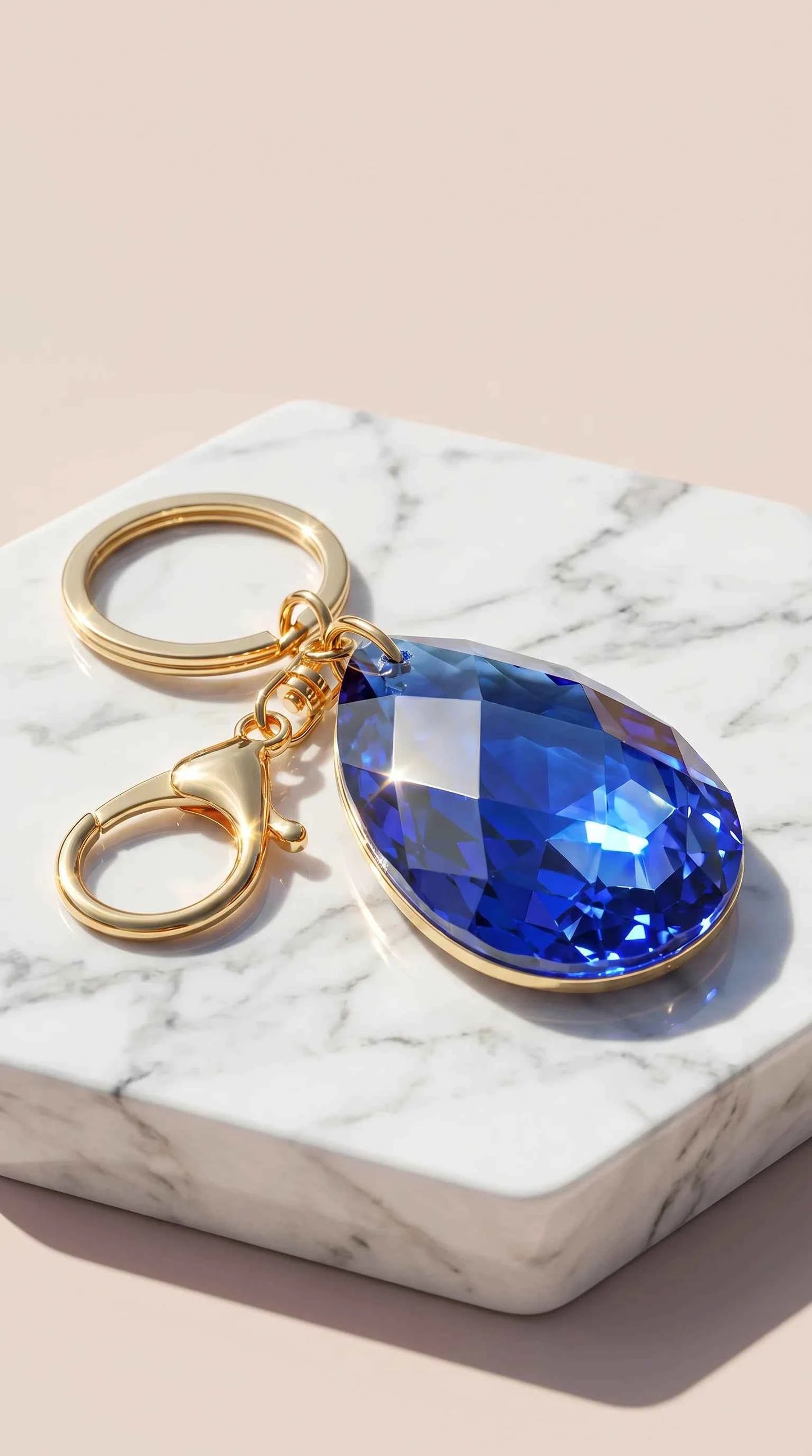 Faceted Crystal Tear Drop Keyring & Bag Charm