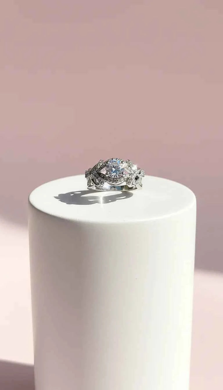 Silver Solitaire Crystal Ring Silver Box set of 12