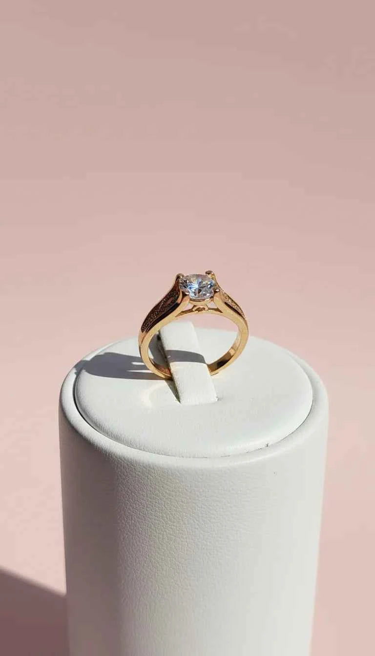 Gold Solitaire Crystal Ring Gold Box set of 12