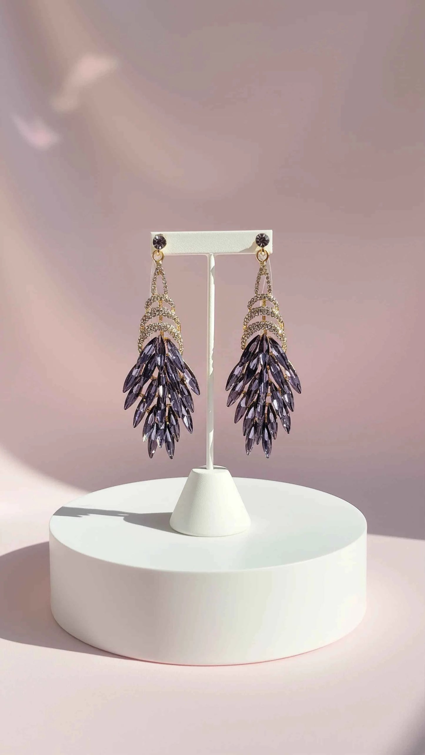Layered Lilac Crystal Drop & Dangle Earrings