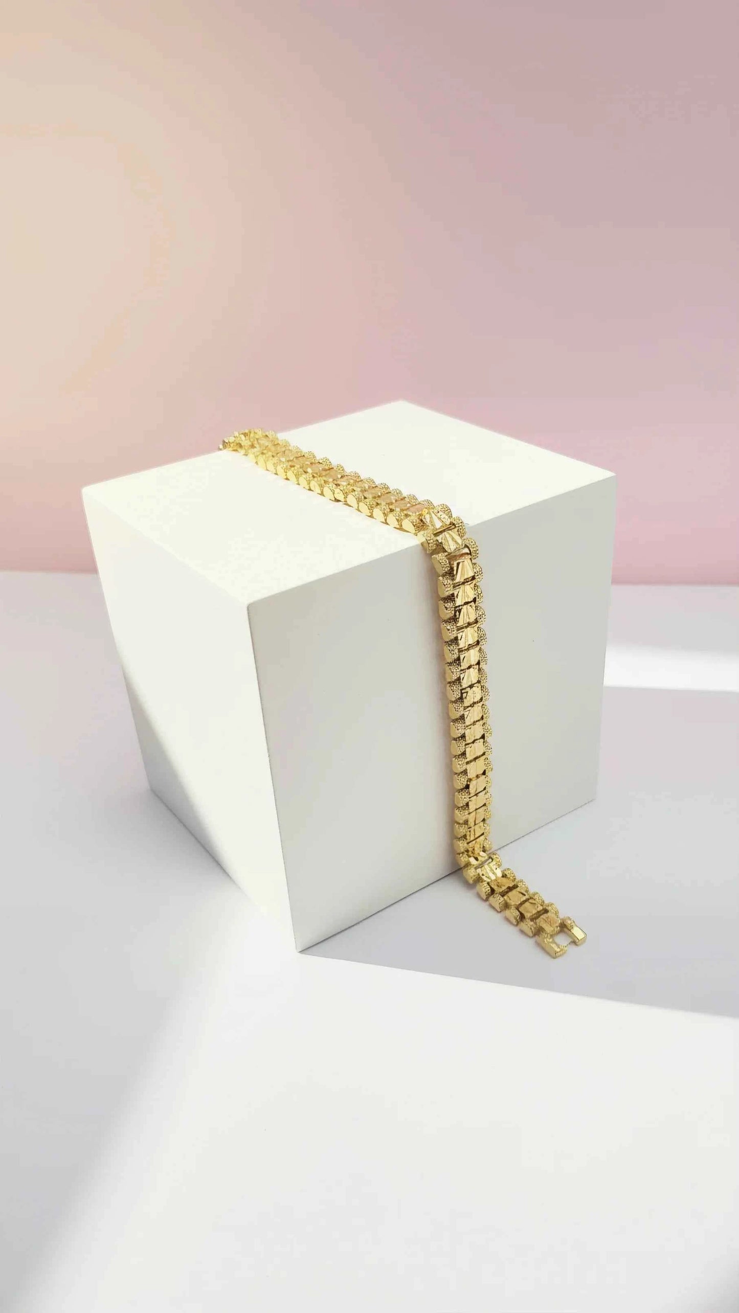 Waterproof 24k Gold Plated Mini Square Link Bracelet