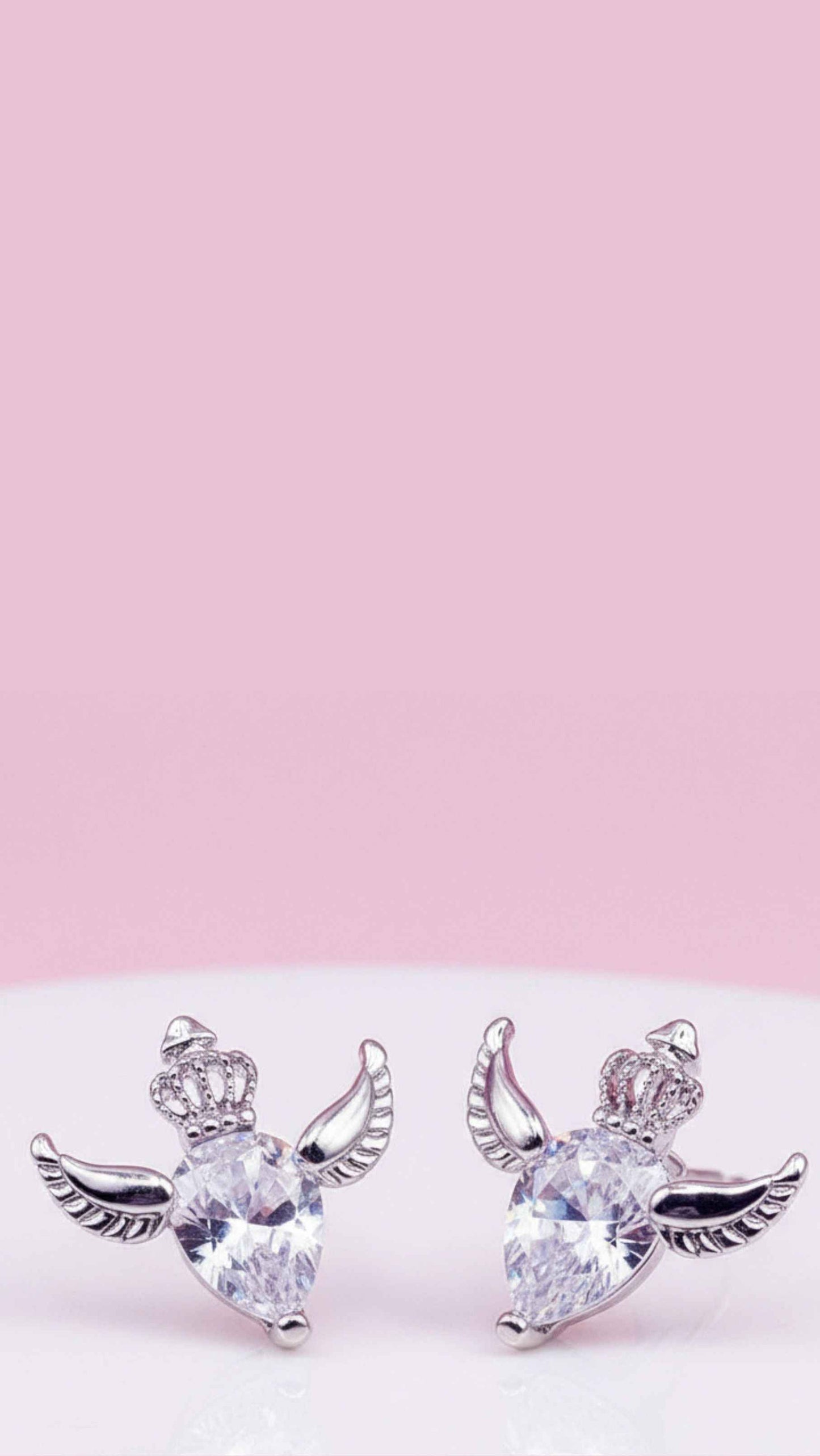 Crowned Wing Crystal Stud Earrings