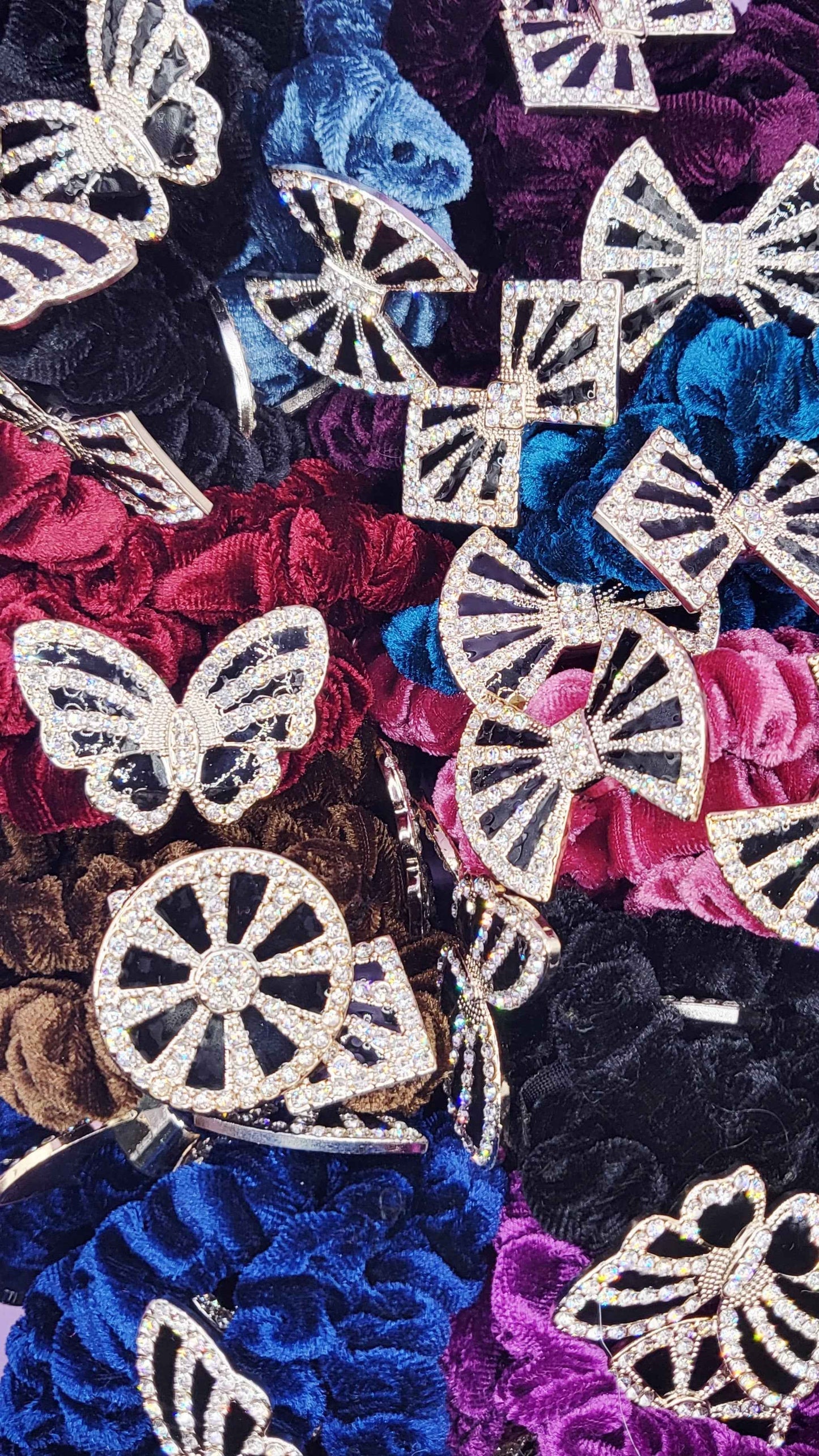 Velvet Mixed Crystal Hair Bobbles Pack of 100