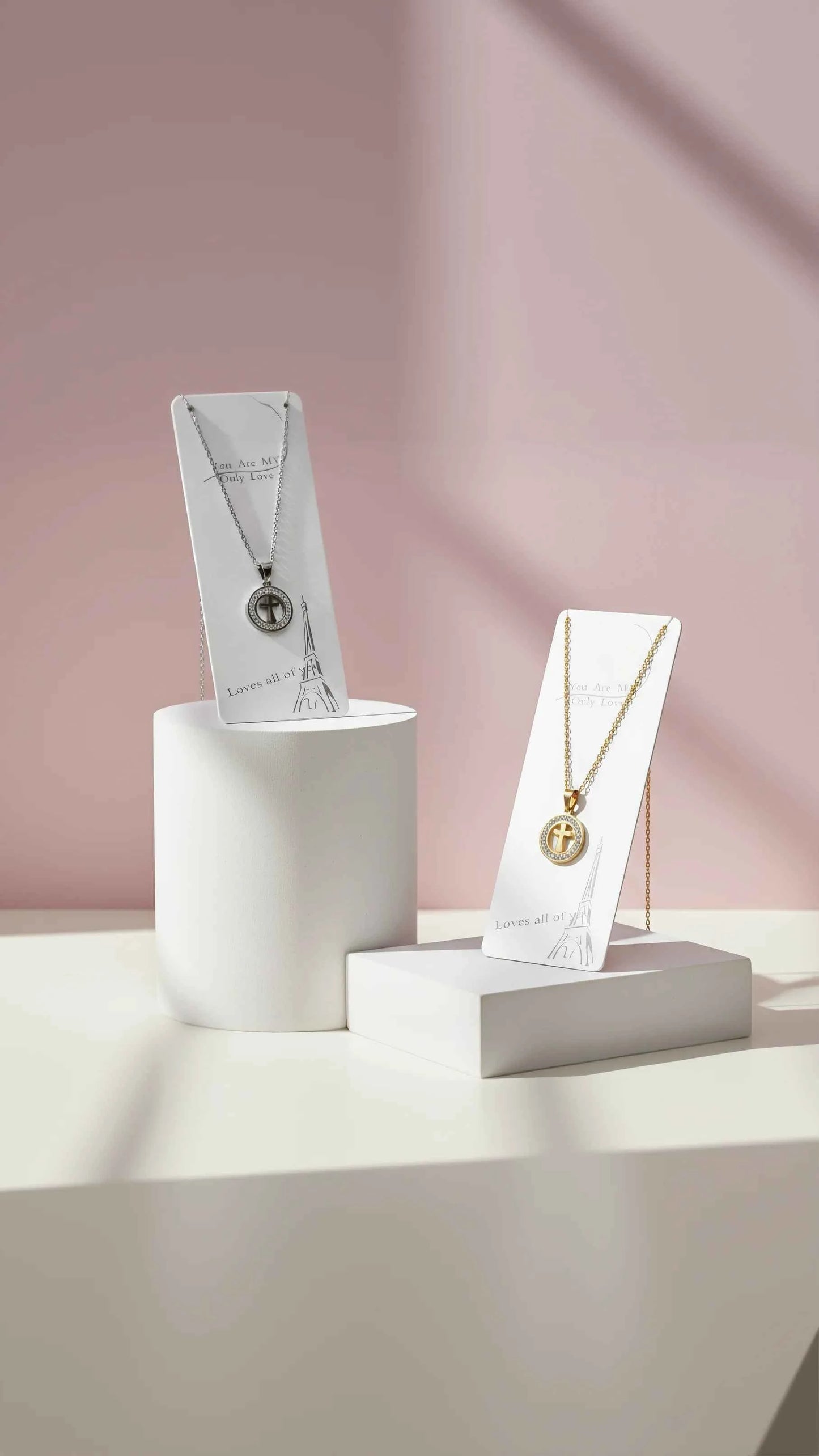 Pavé Circle Crystal Cross Necklace
