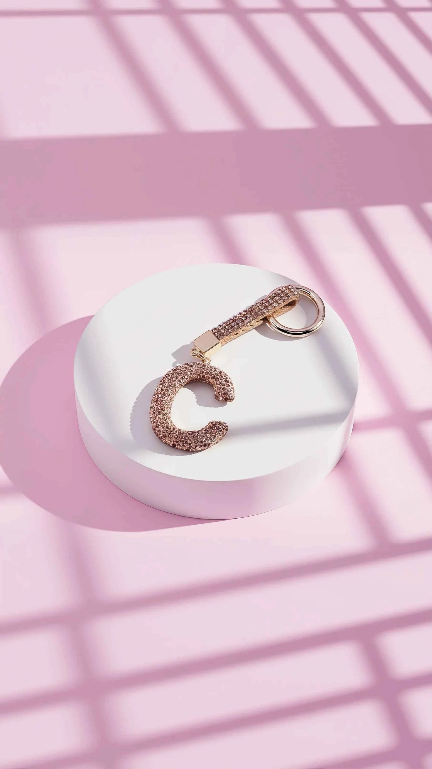 Initial Letter Rose Gold Crystal Key Ring & Bag Charm