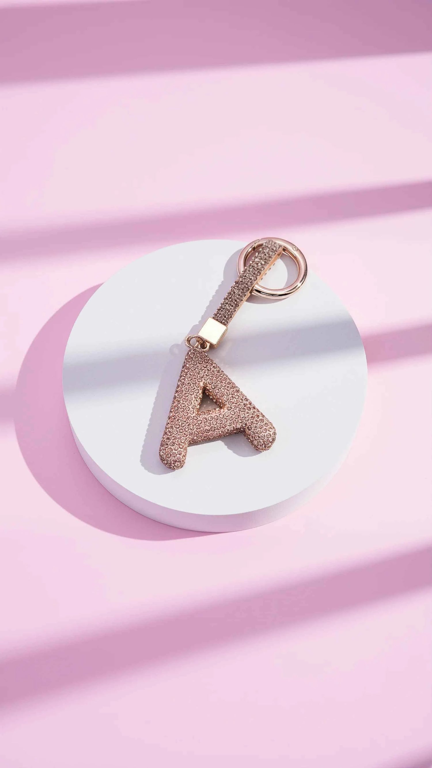 Initial Letter Rose Gold Crystal Key Ring & Bag Charm
