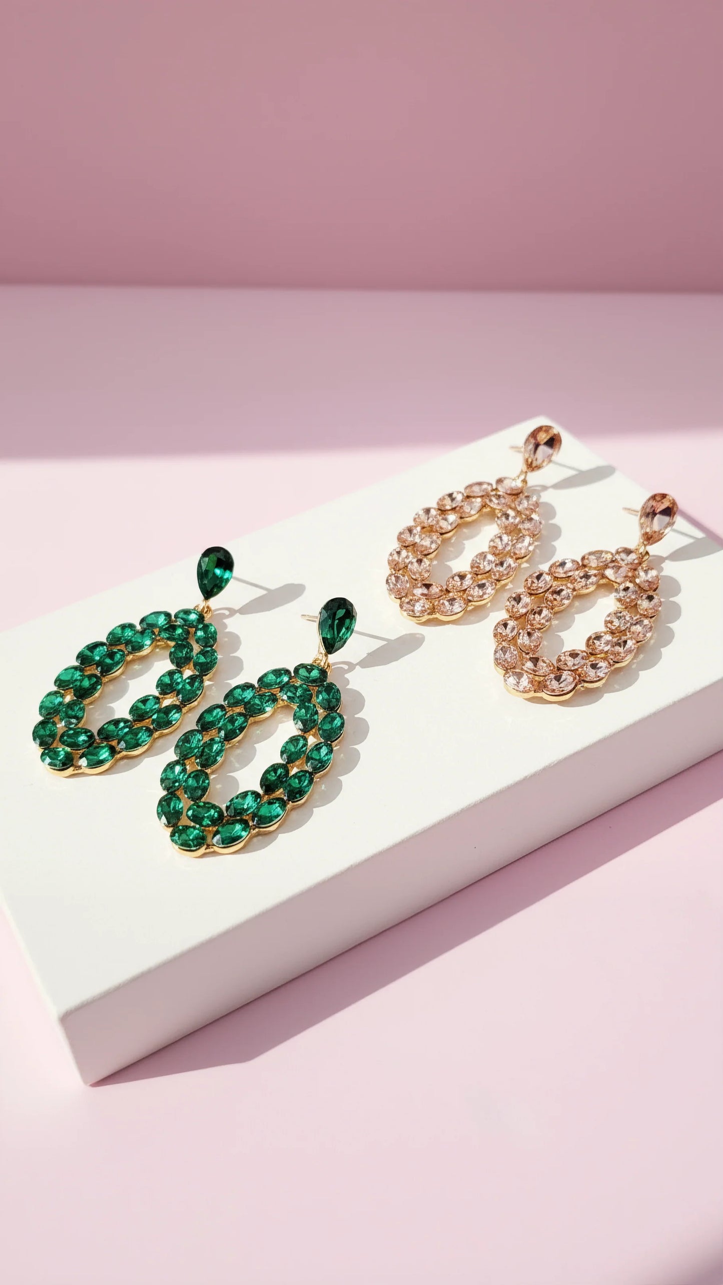 Oval Hoop Crystal Drop & Dangle Earrings