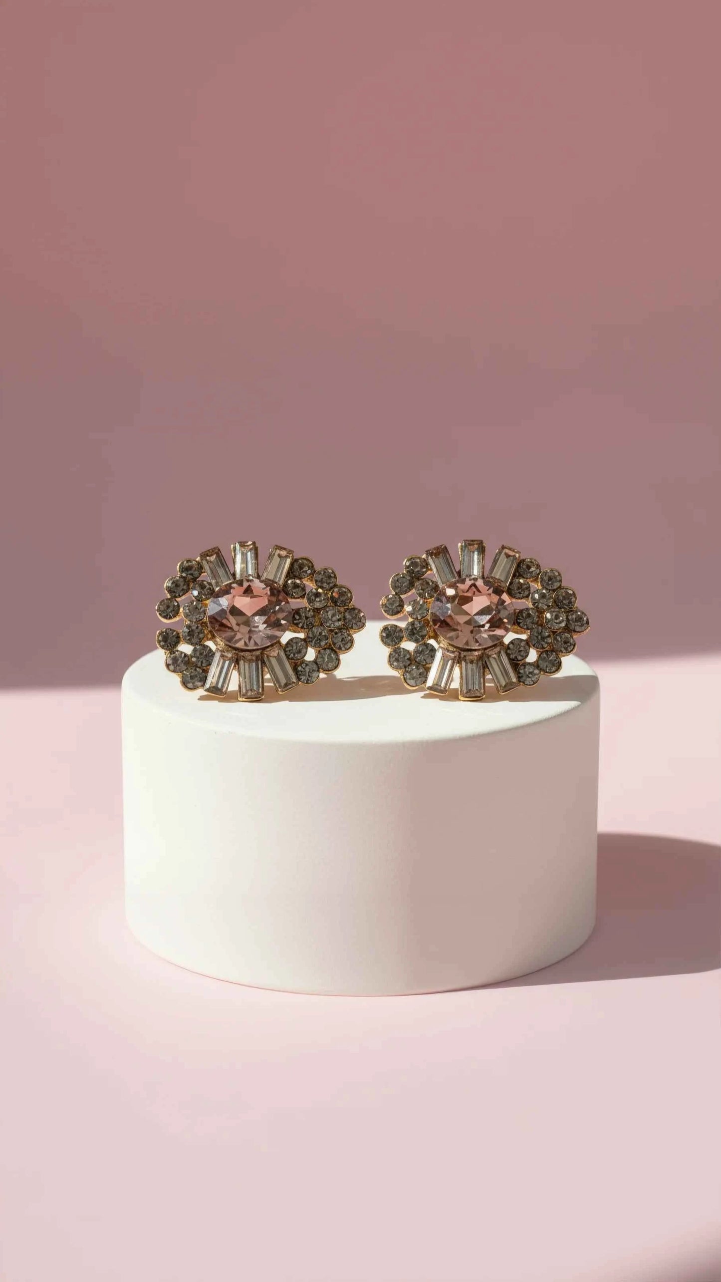 Geometric Cluster Crystal Stud Earrings
