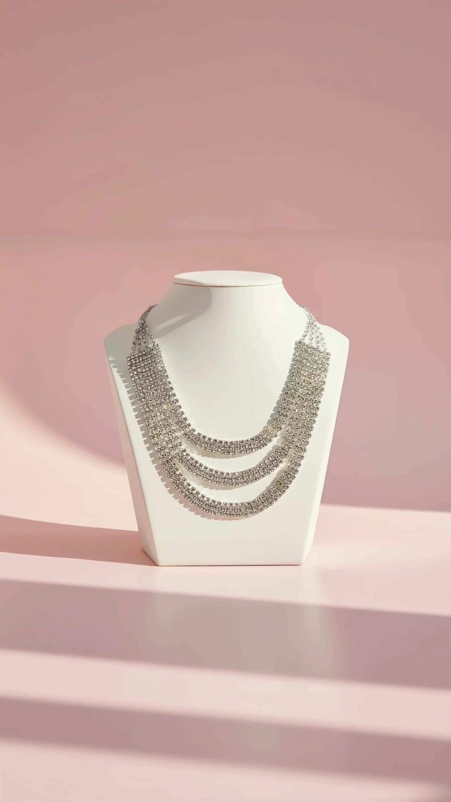 Layered Crystal Necklace & Earrings Set