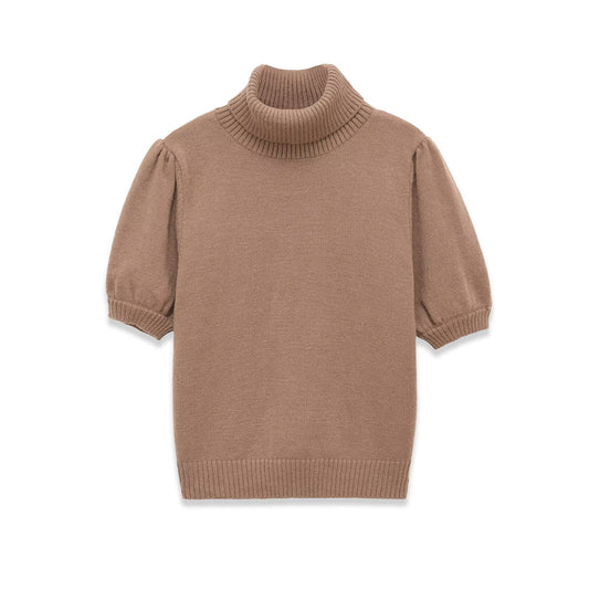 Bubble short sleeved knitted sweater for women