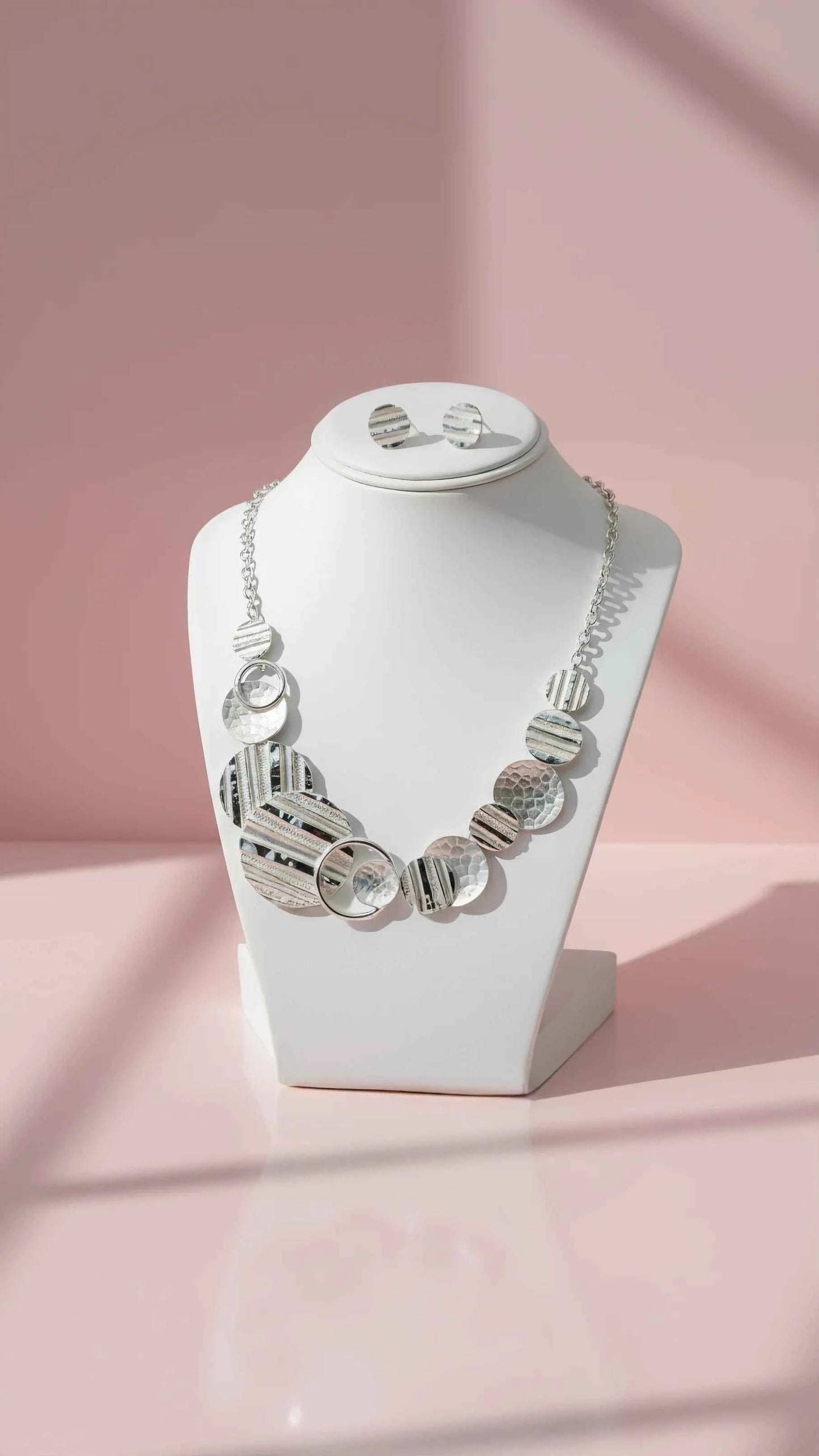 Abstract Disc Necklace & Earrings Set