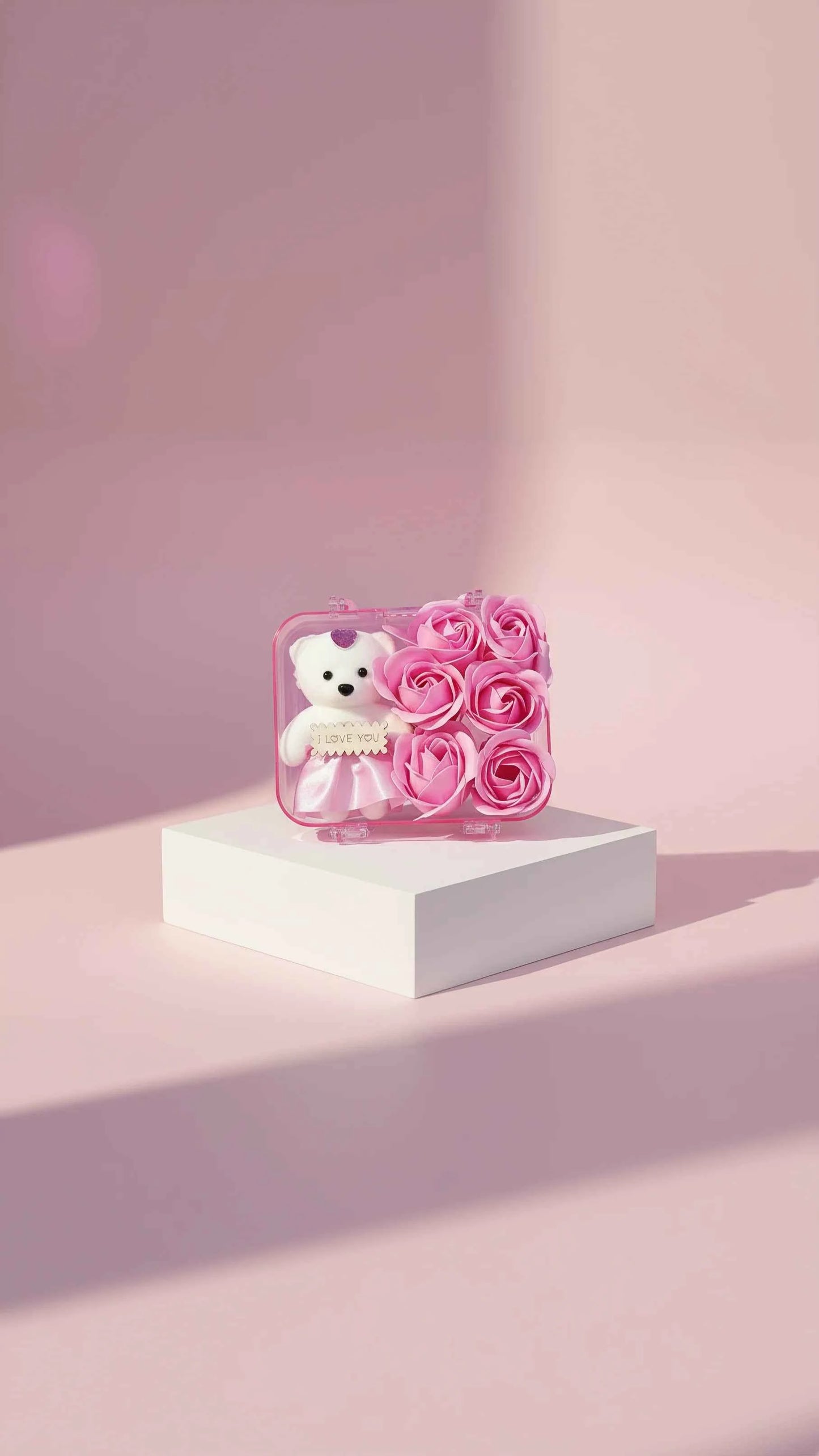 Scented Roses & Teddy With Gift Box Carry Case