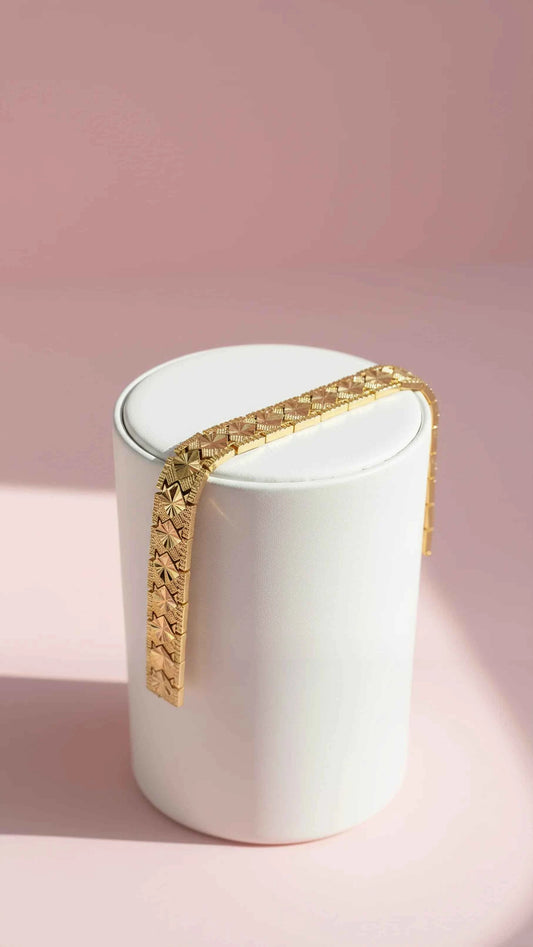 Waterproof 24k Gold Plated Square Link Bracelet