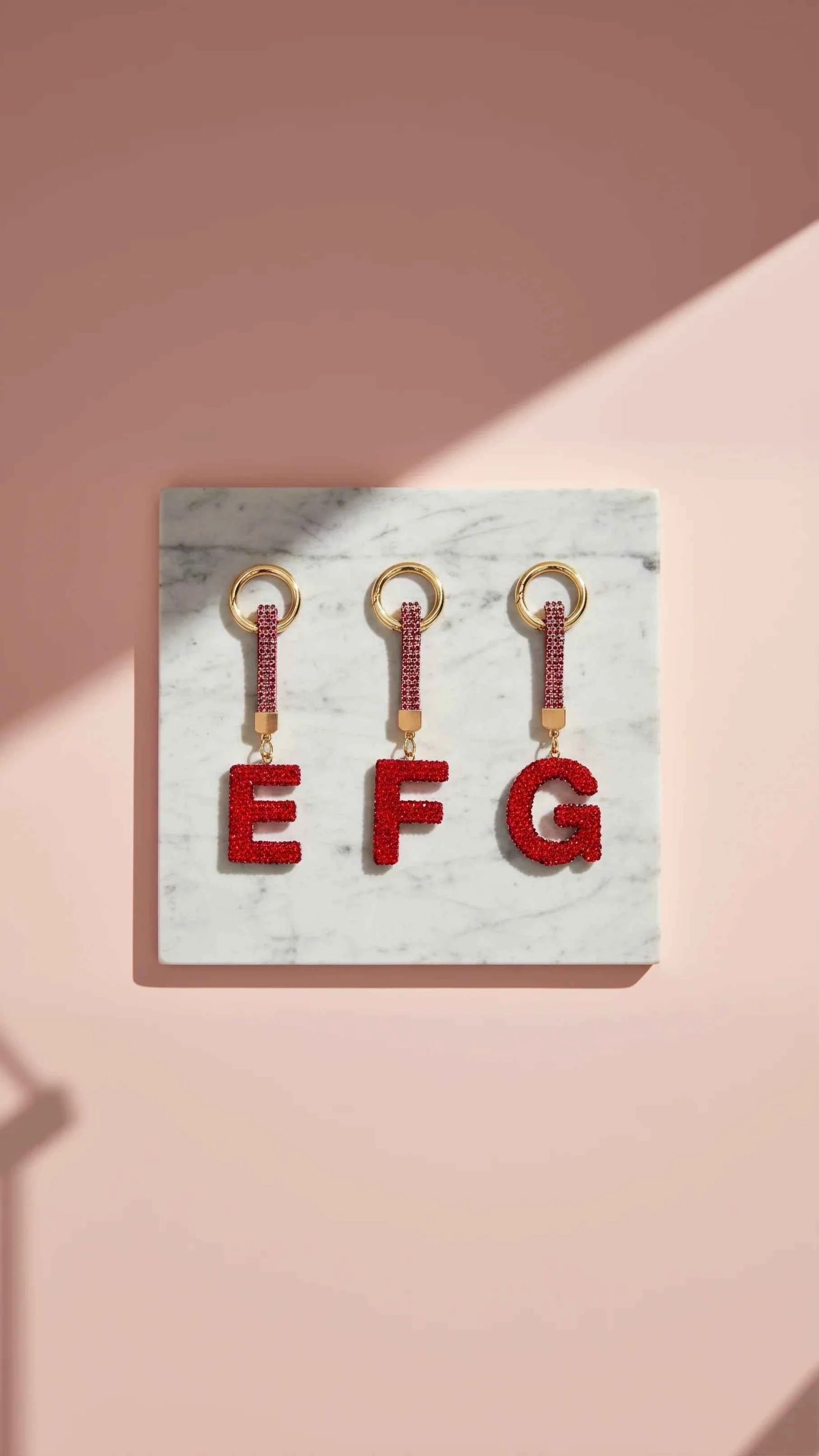 Initial Letter Red Crystal Glam Key Ring & Bag Charm