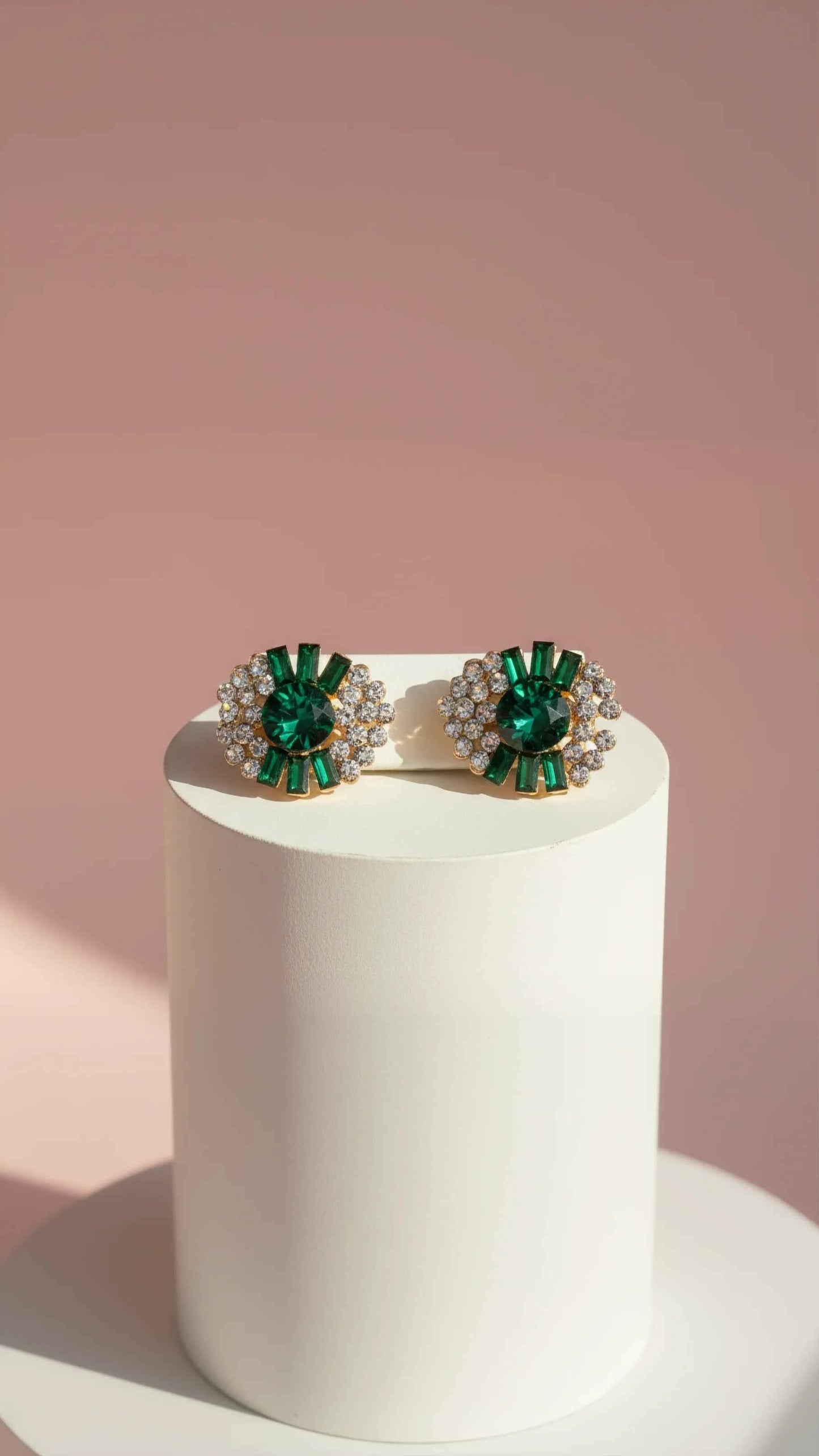 Geometric Cluster Crystal Stud Earrings