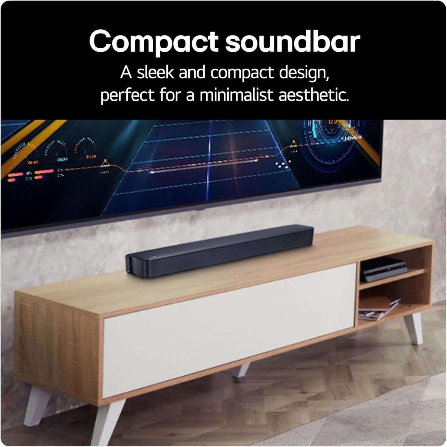 LG SQM1 SOUNDBAR 2.0 WIRELESS BLUETOOTH COMPACT 40W OPTICAL PORT 3.5MM BLACK