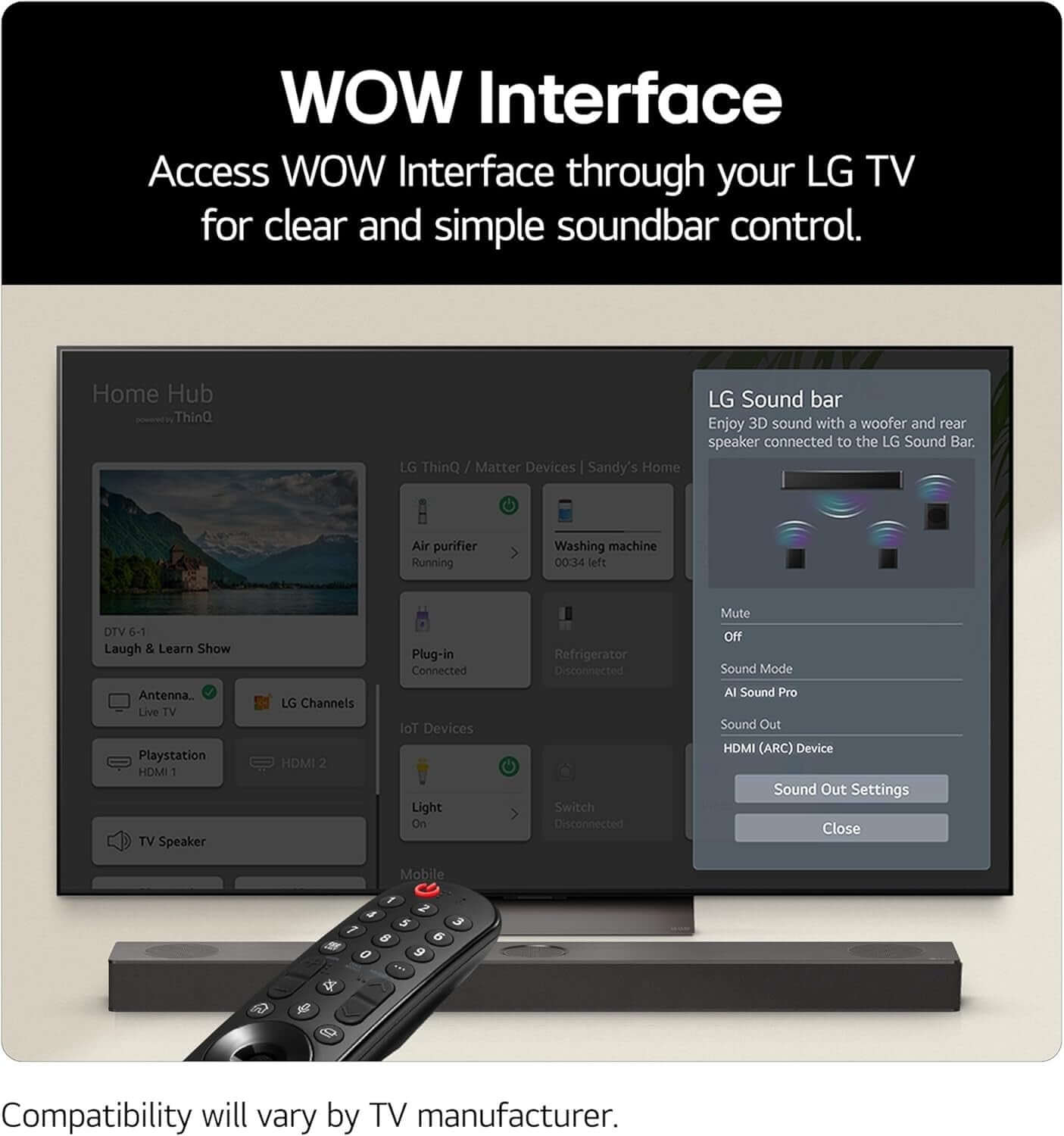 LG USC9S SOUNDBAR 3.1.3 WIRELESS SUBWOOFER 4K 400W HDMI DOLBY ATMOS MERIDIAN