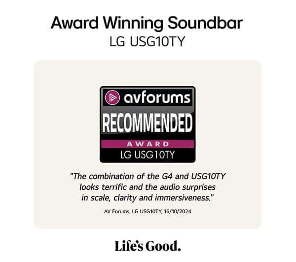 LG USG10TY SOUNDBAR HOME CINEMA 3.1 WIRELESS SUBWOOFER 4K DOLBY ATMOS RRP £999