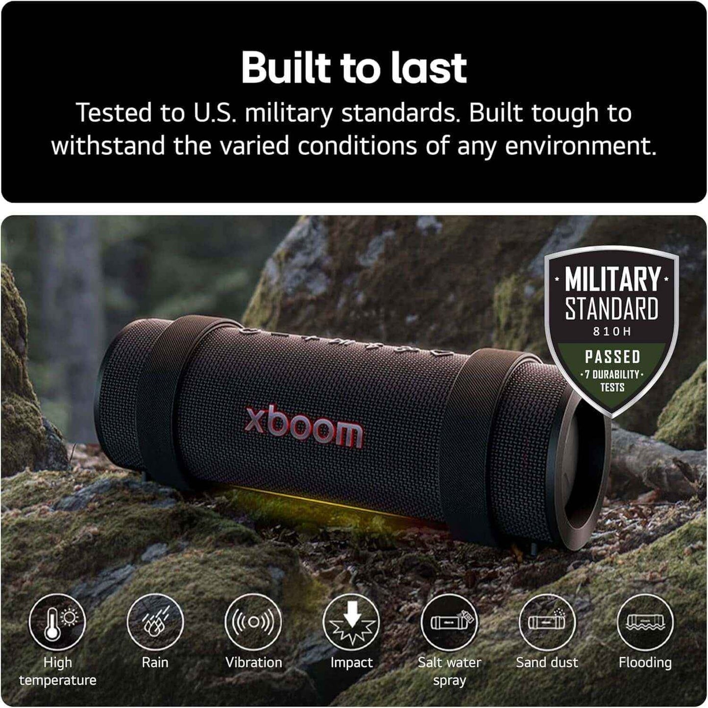 LG XBOOM GRAB PORTABLE BLUETOOTH SPEAKER 30W WATER RESISTANT IP67 AUX-IN BLACK
