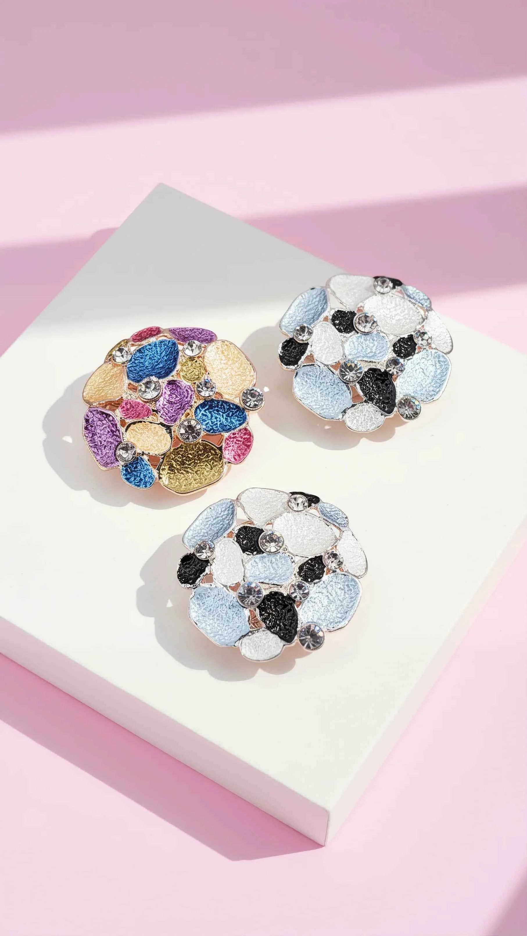 Abstract Magnetic Crystal Cluster Brooch
