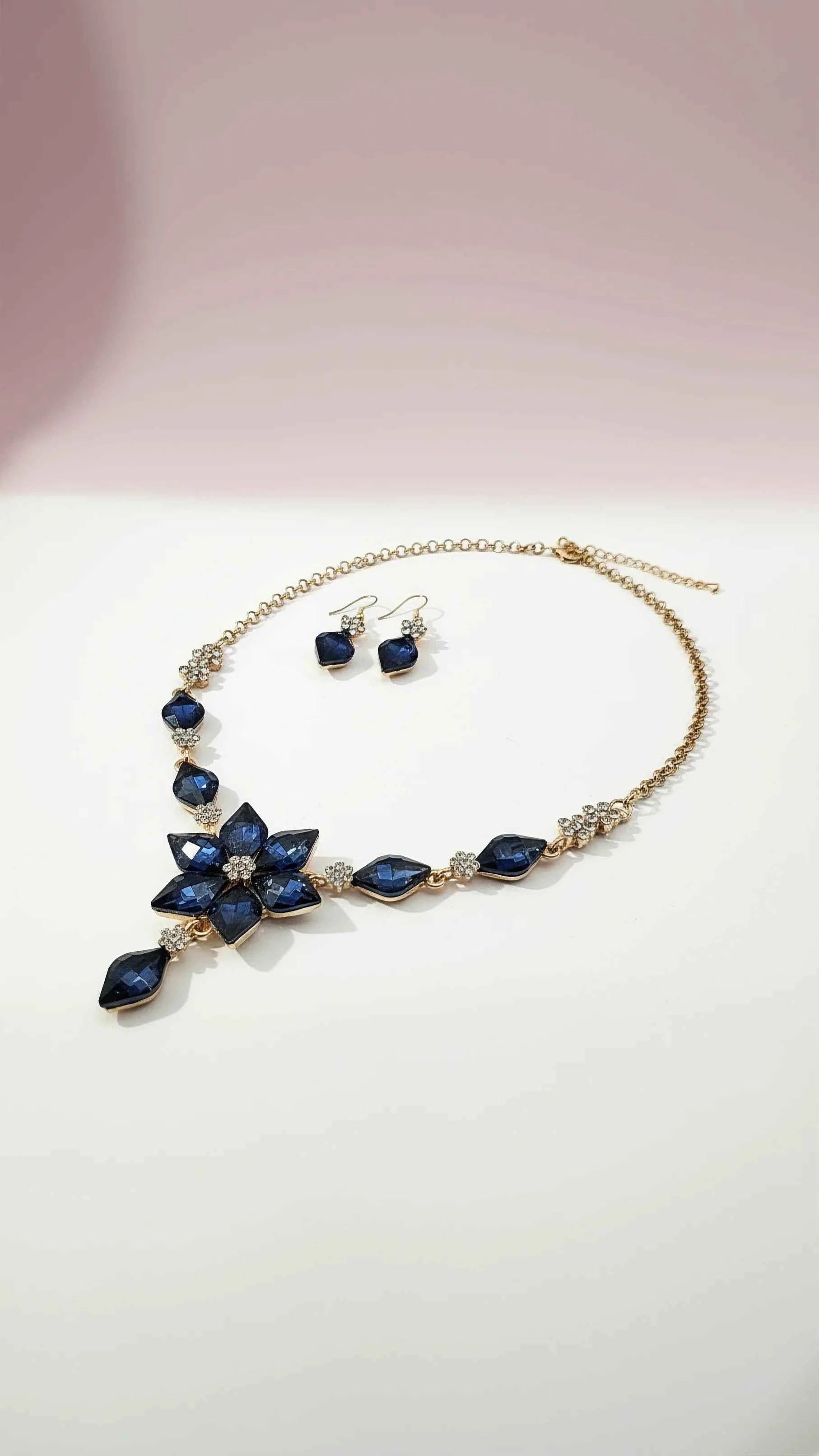 Flower Crystal Necklace & Earrings Set