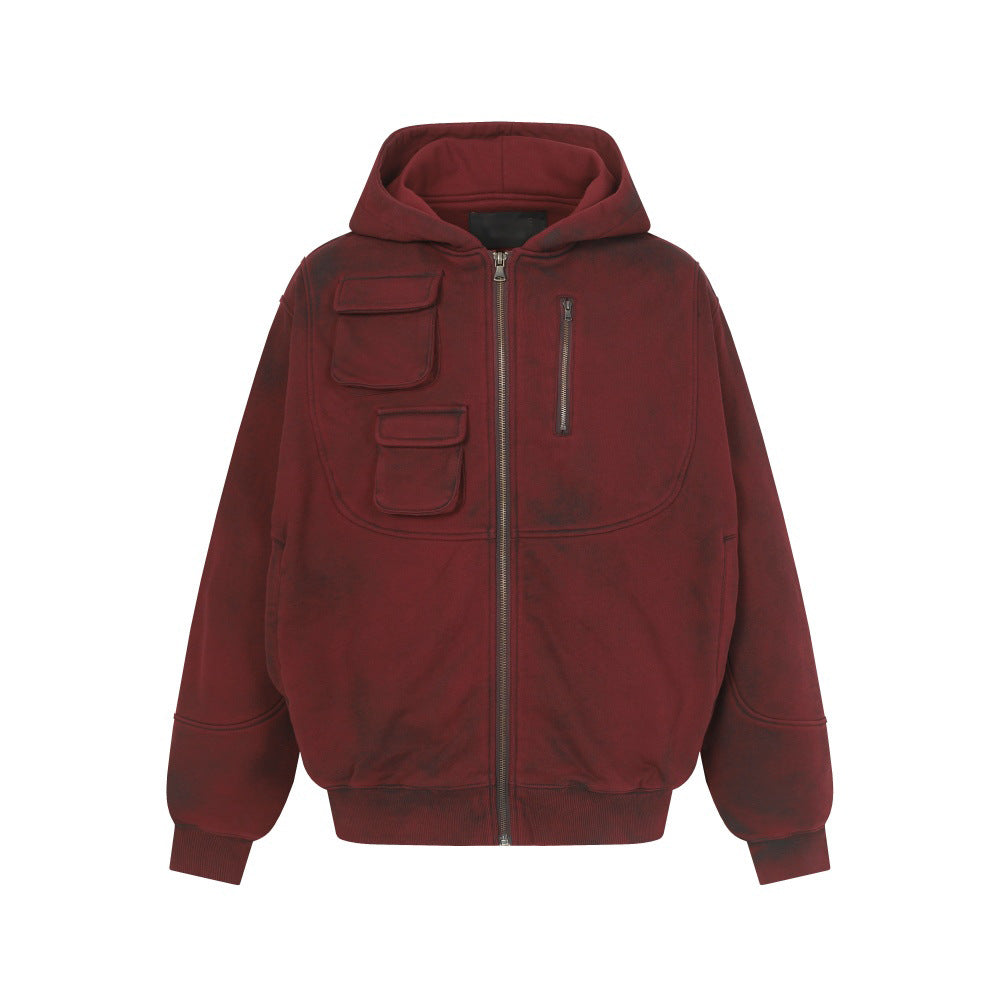 Make an old dirty hoodie with a hood