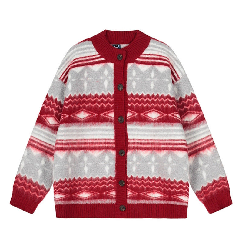Sweater Women College Style Design Lazy Loose Knit Cardigan
