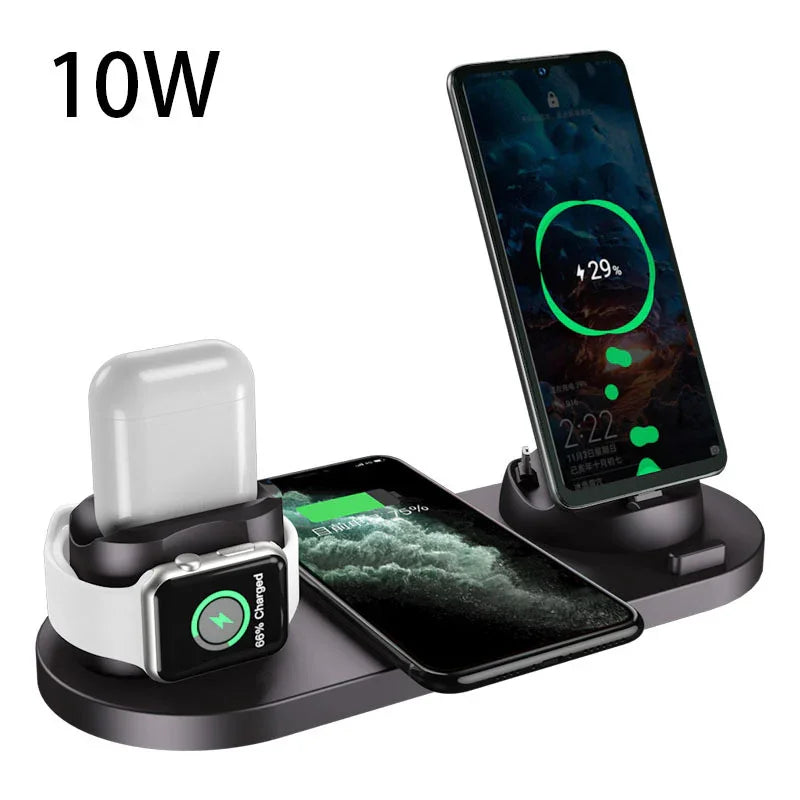 10W wireless charging station for smartphone, smartwatch, and earbuds