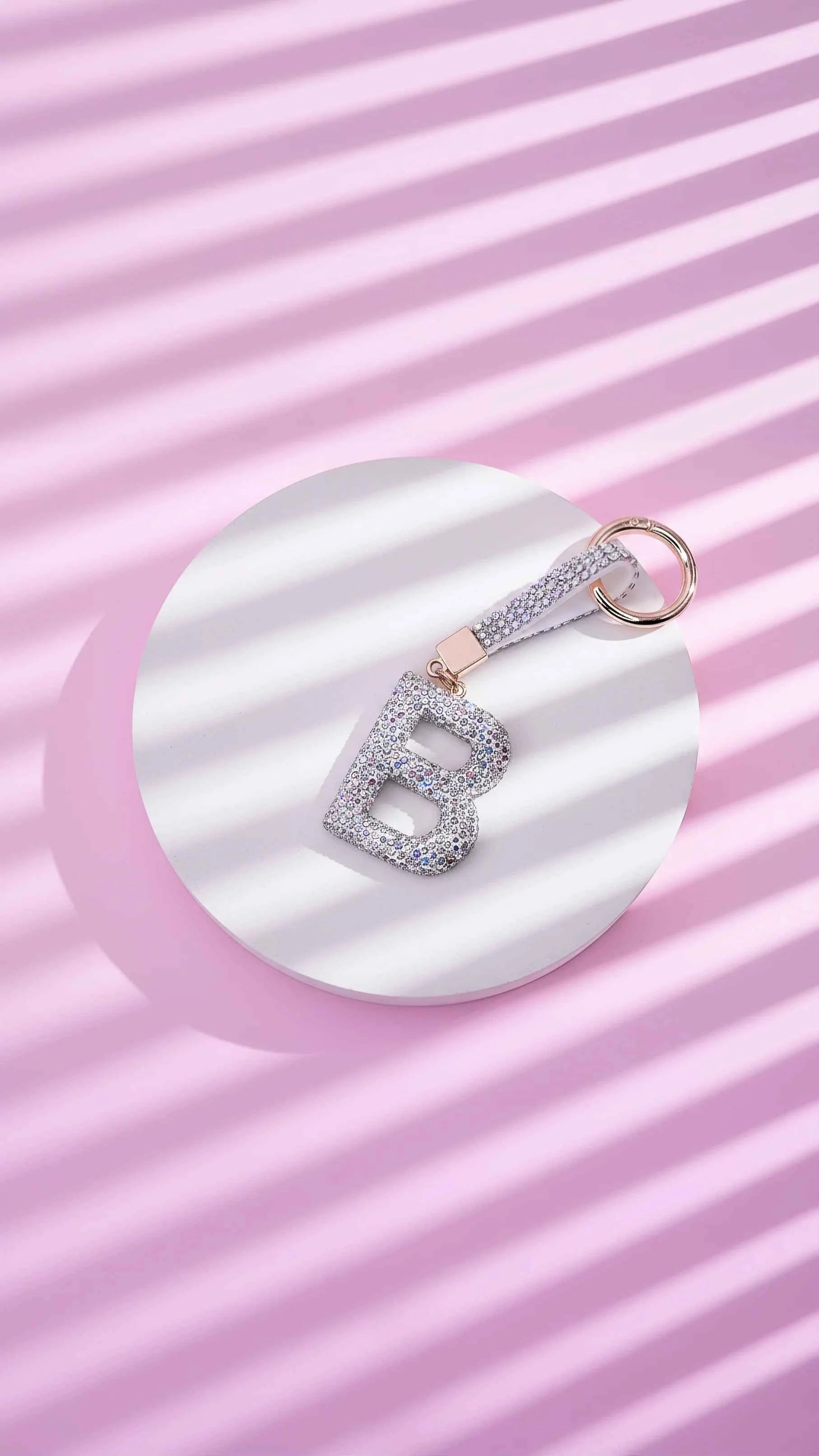 Initial Personalised Letter Silver Crystal Key Ring Keychain