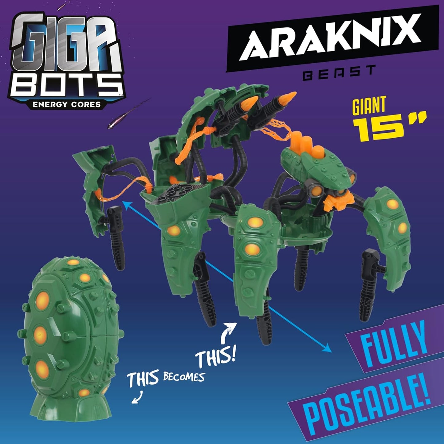 Gigabots - Action Figure Toy, Transformable Beasts Araknix