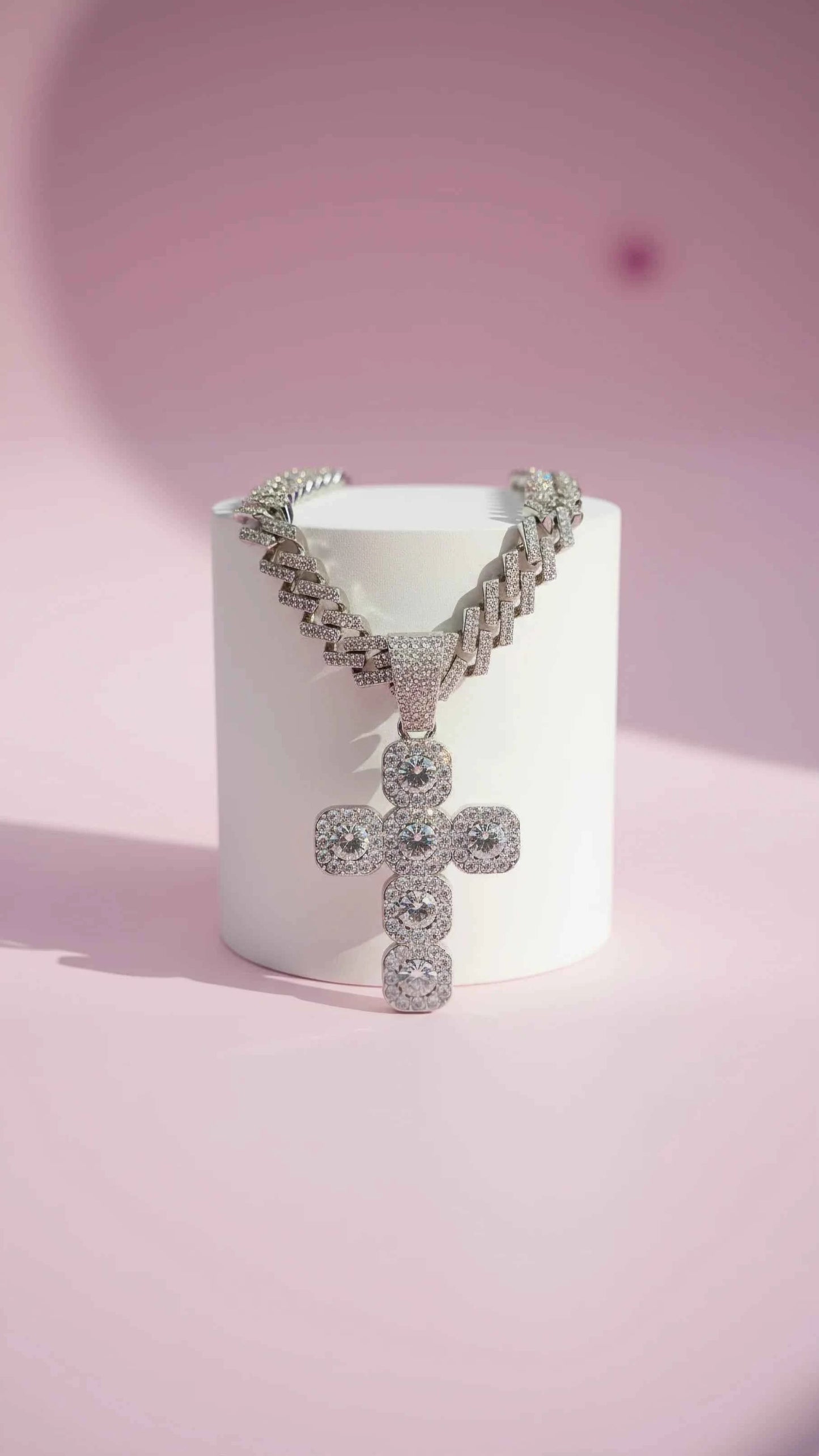 Waterproof Stainless Steel Crystal Cross Necklace