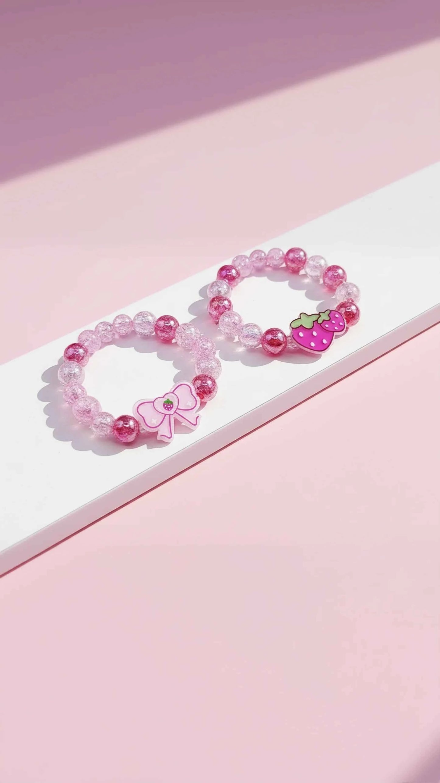 Rainbow Pastel Mermaid & Strawberries Girls Bracelets Pack Of 10