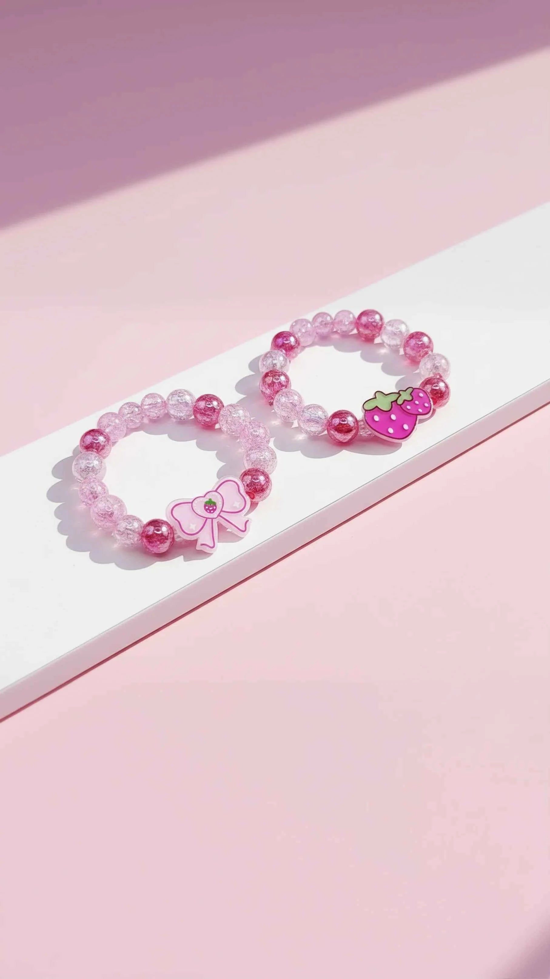 Rainbow Pastel Mermaid & Strawberries Girls Bracelets Pack Of 10