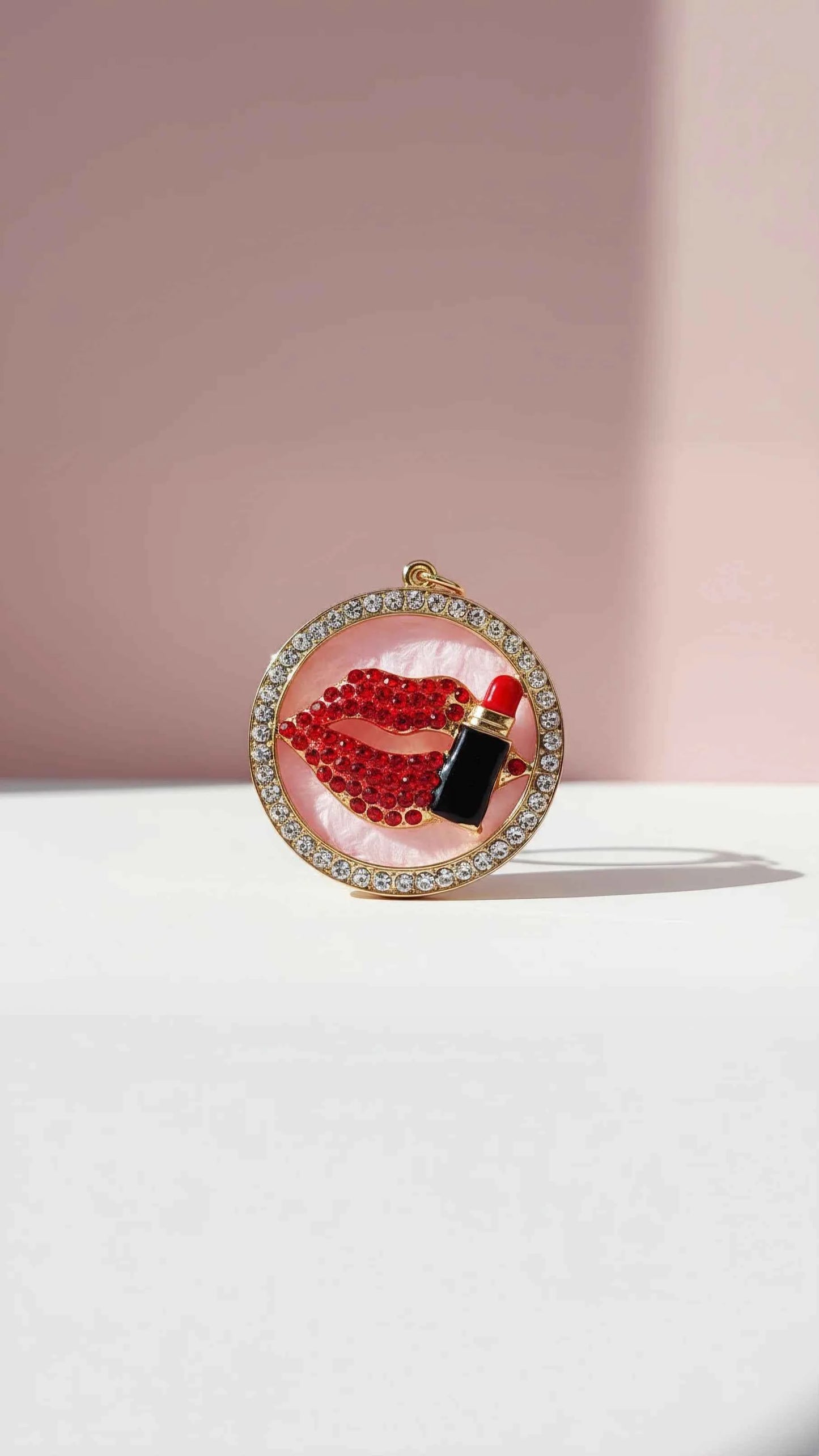 Lips With Lipstick Crystal Key Ring & Bag Charm