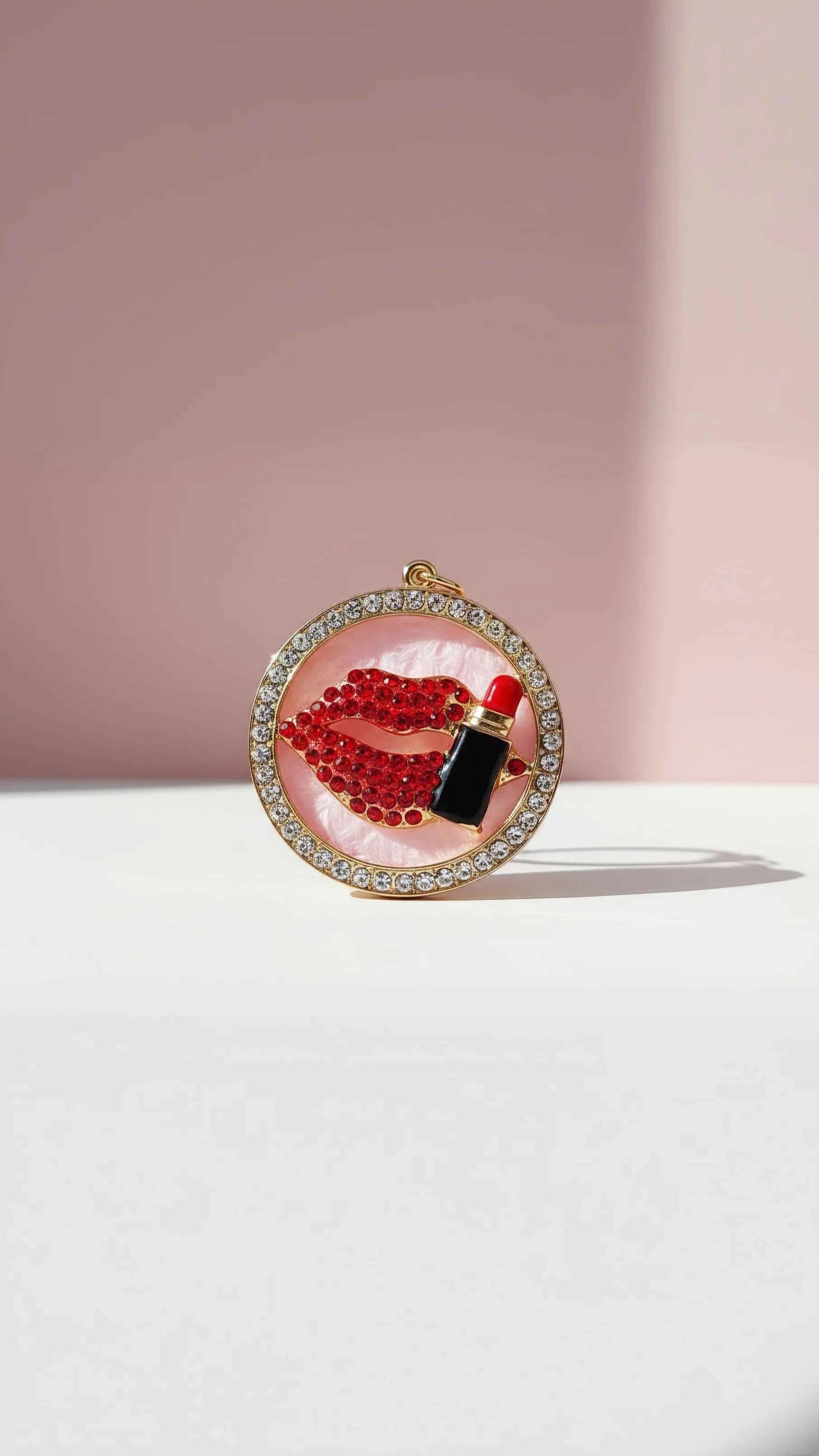 Lips With Lipstick Crystal Key Ring & Bag Charm