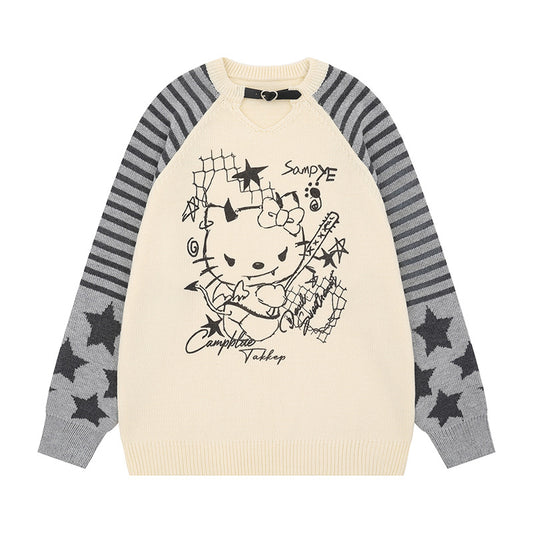 Lightweight V-Neck Sweater Loose Casual Lazy Knitwear Autumn